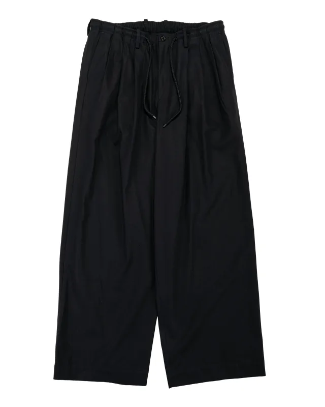 MARKAWARE Triple Pleated Easy Trousers Organic Cotton Voile Yarn Twill Black made by MARKAWARE