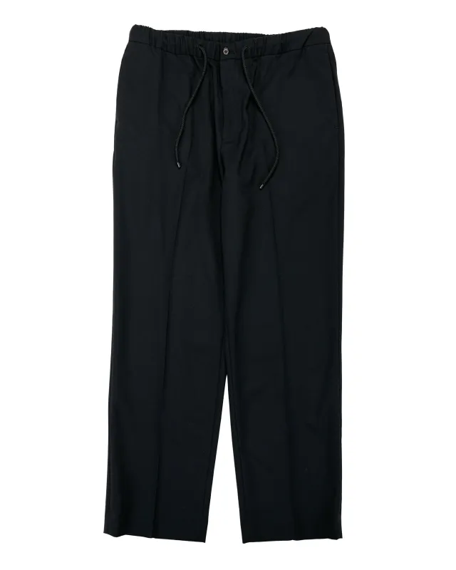 MARKAWARE Flat Tapered Easy Trousers Organic Wool 2/80 Tropical Black made by MARKAWARE