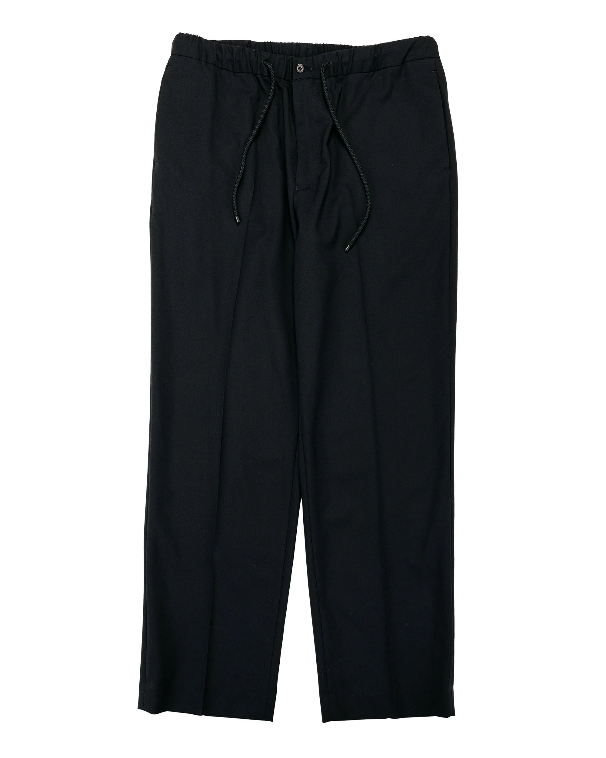 MARKAWARE Flat Tapered Easy Trousers Organic Wool 2/80 Tropical Black sold by Lost & Found
