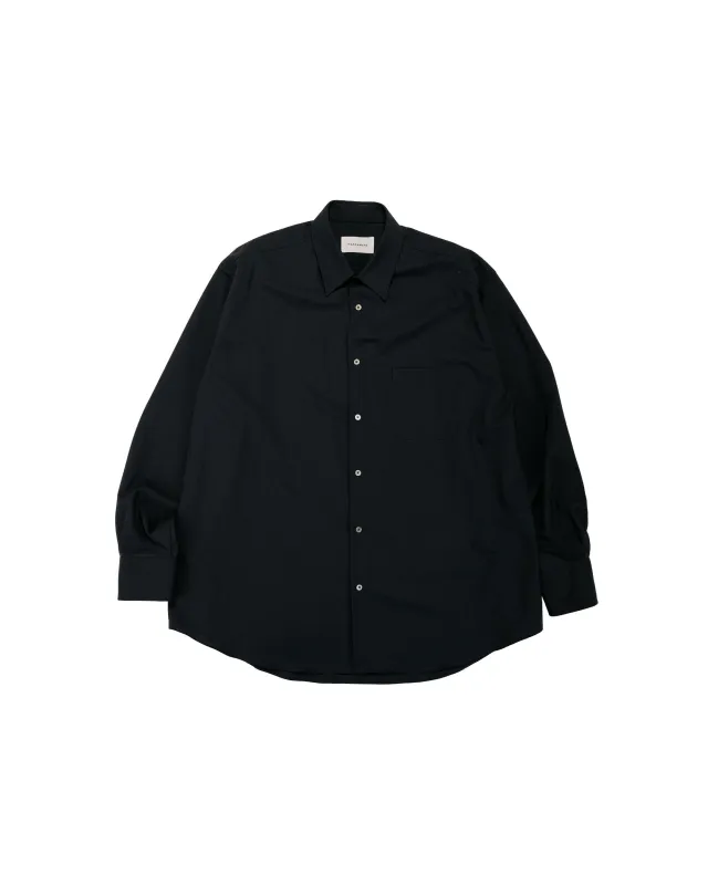 MARKAWARE Comfort Fit Shirt Organic Wool 2/80 Tropical Black made by MARKAWARE