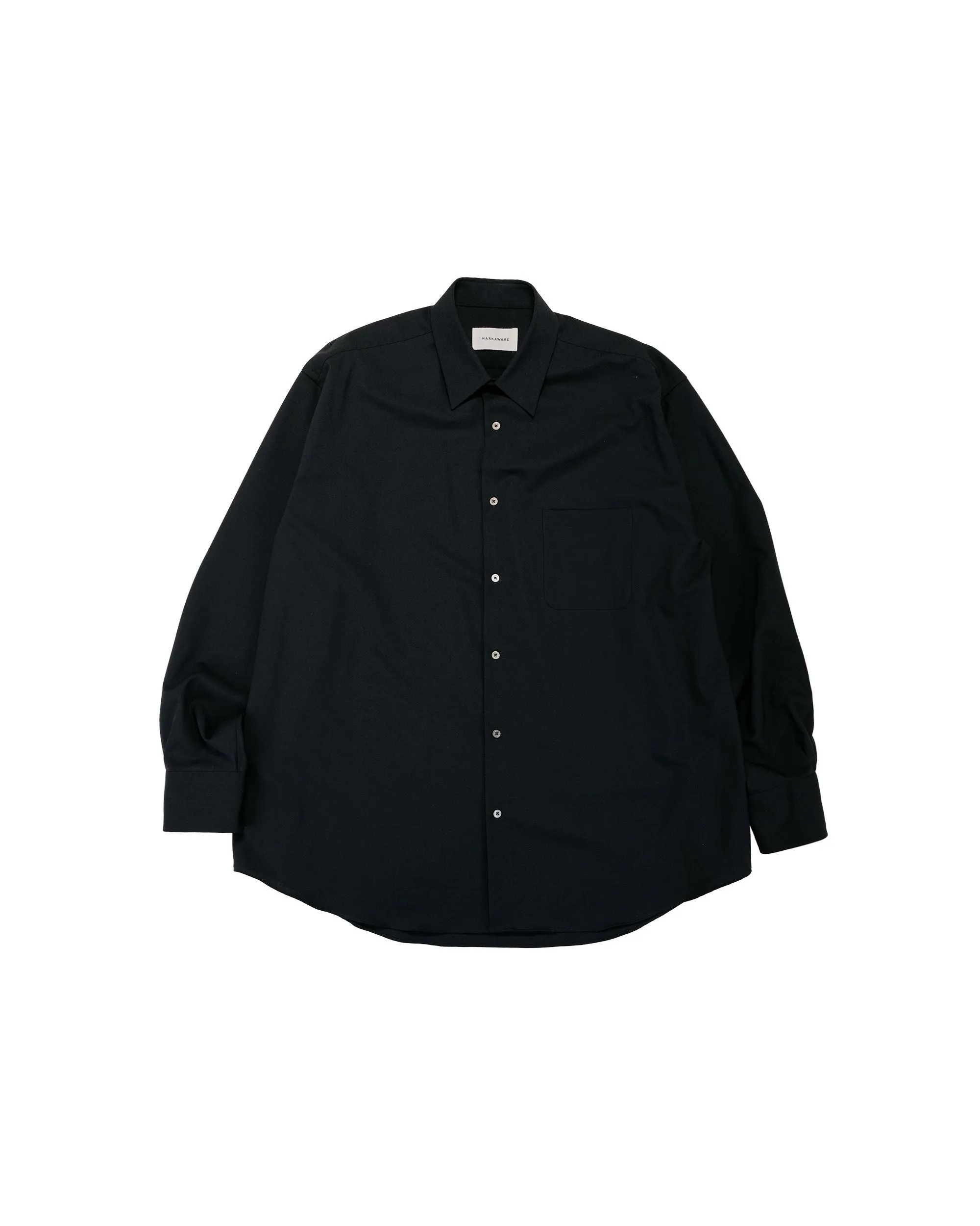 MARKAWARE Comfort Fit Shirt Organic Wool 2/80 Tropical Black sold by Lost & Found