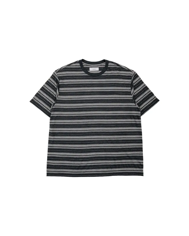 marka Crew Neck Tee Super120s Washable Wool Jersey Gray Border made by MARKAWARE