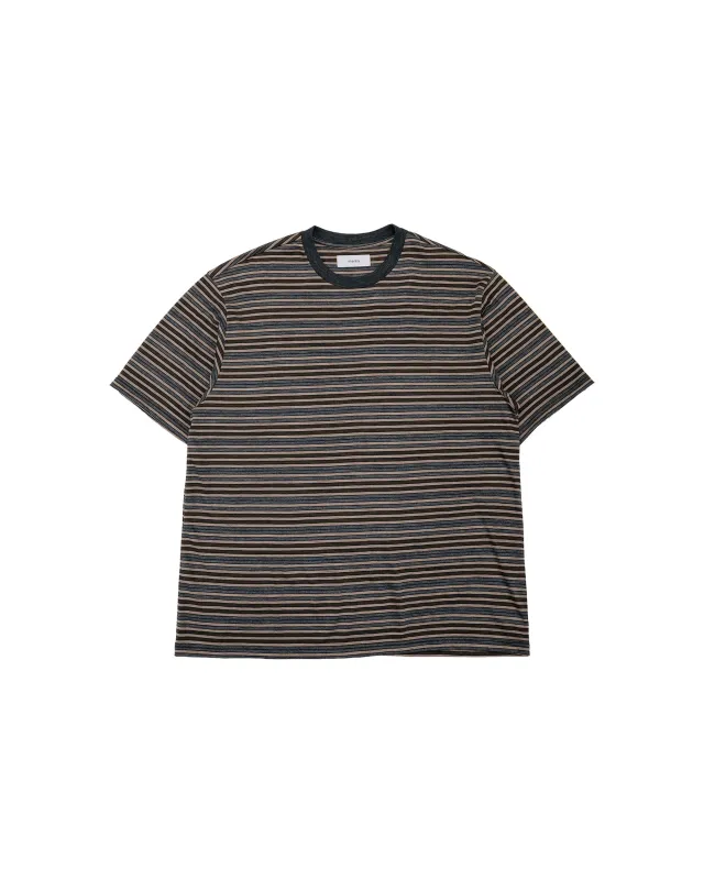 marka Crew Neck Tee Super120s Washable Wool Jersey Beige Border made by MARKAWARE
