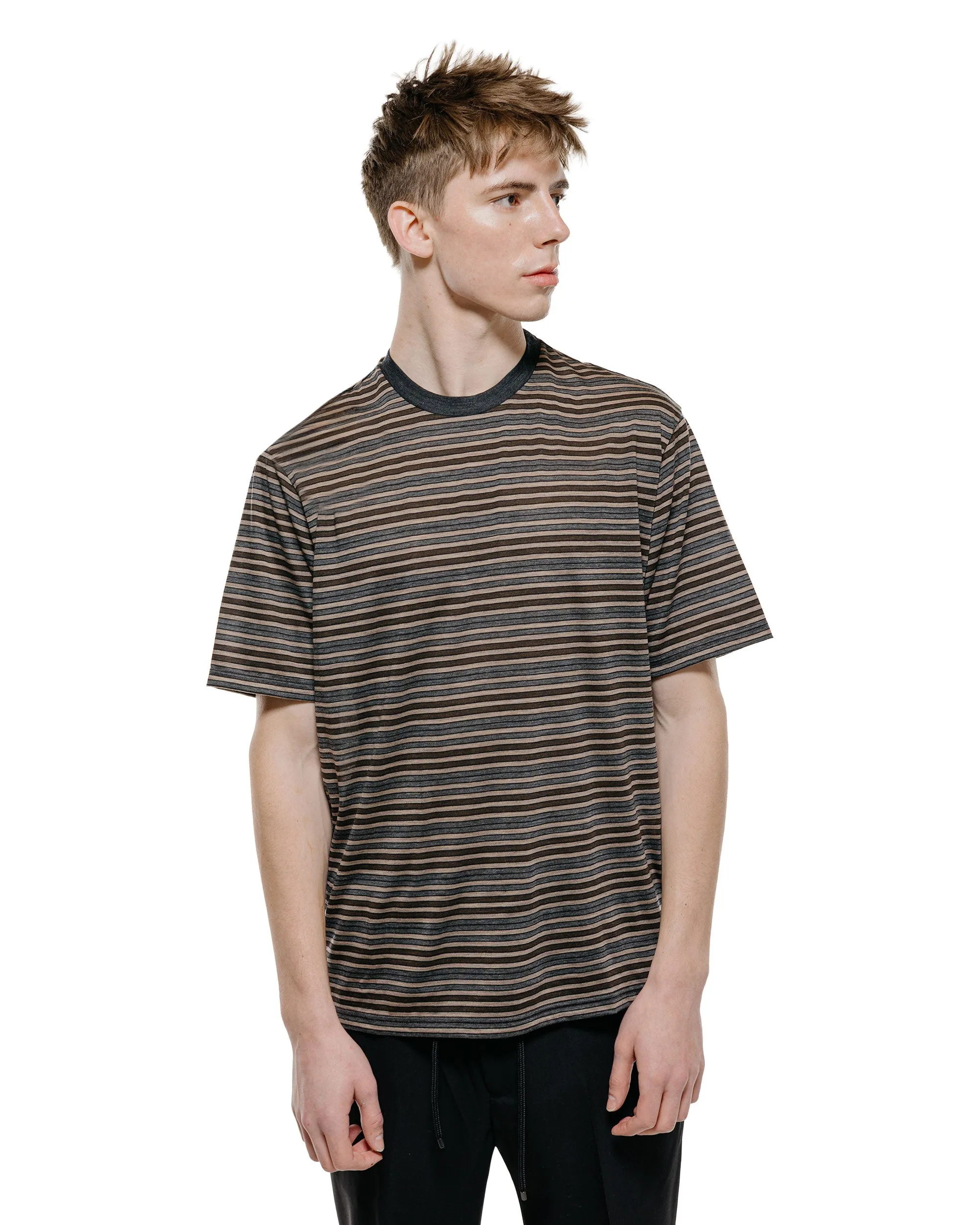 marka Crew Neck Tee Super120s Washable Wool Jersey Beige Border sold by Lost & Found product image thumbnail 2