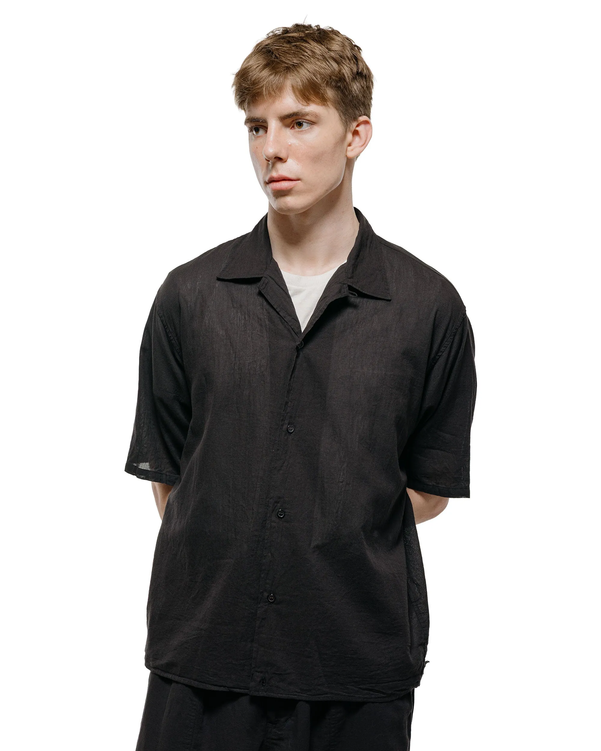 marka Open Collar S/S Shirt High Twisted Dobby Cloth Black sold by Lost & Found product image thumbnail 2