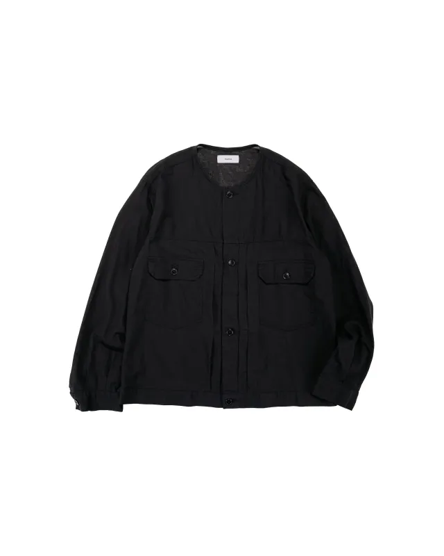 marka No Collar Tracker Jacket High Twisted Dobby Cloth Black made by MARKAWARE