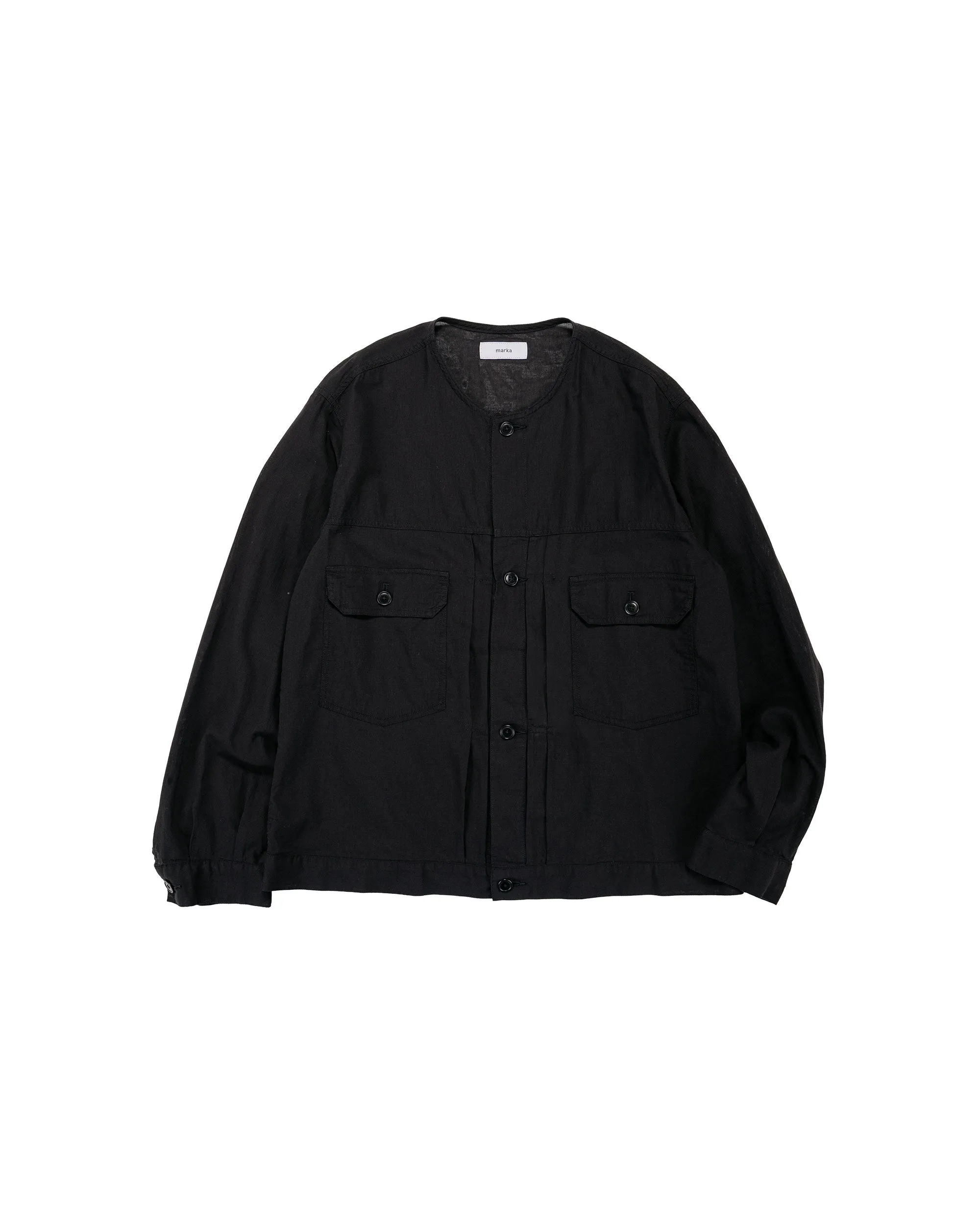 marka No Collar Tracker Jacket High Twisted Dobby Cloth Black sold by Lost & Found