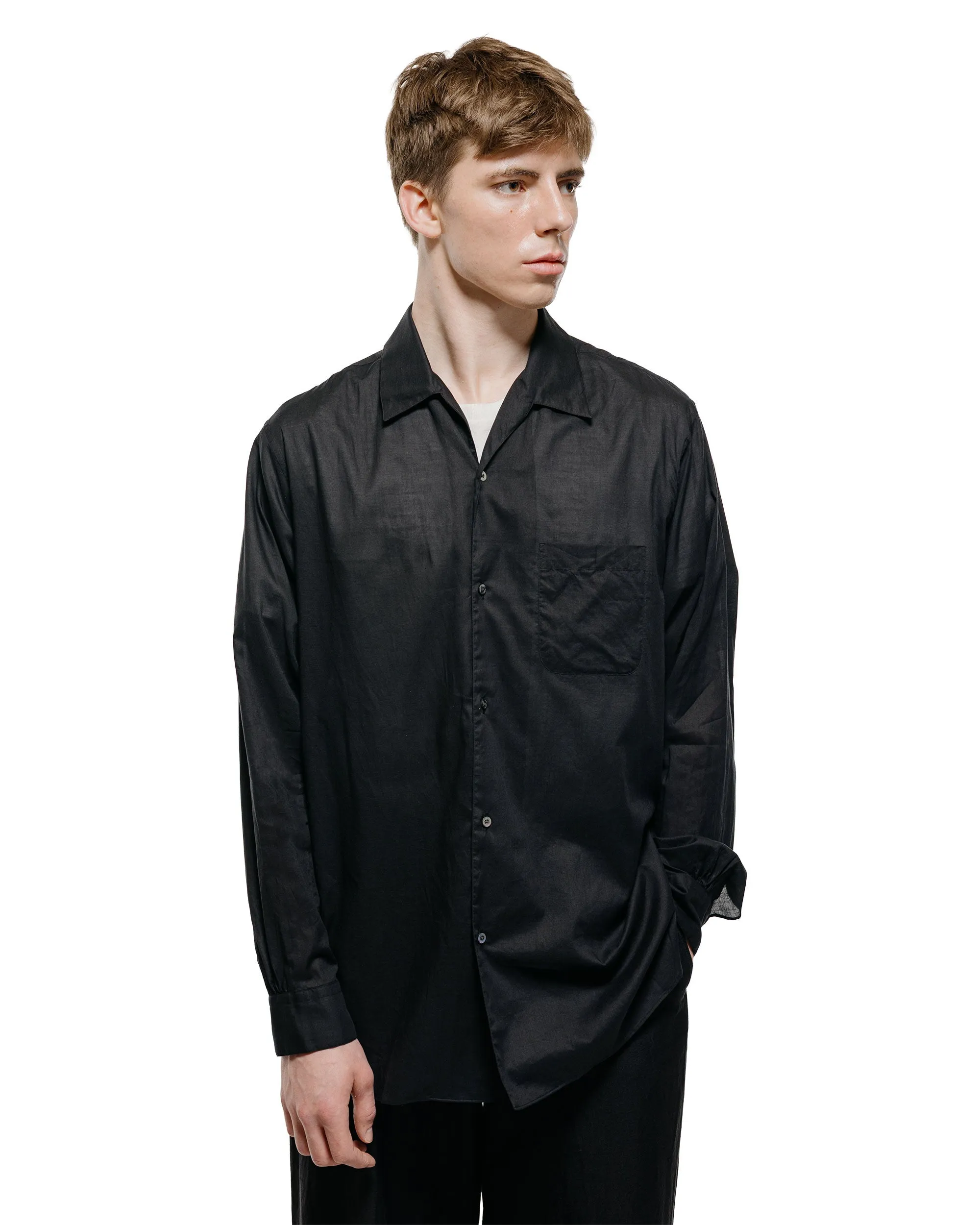 MARKAWARE Italian Open Collar Shirt Organic Cotton 90/1 Lawn Black sold by Lost & Found product image thumbnail 2