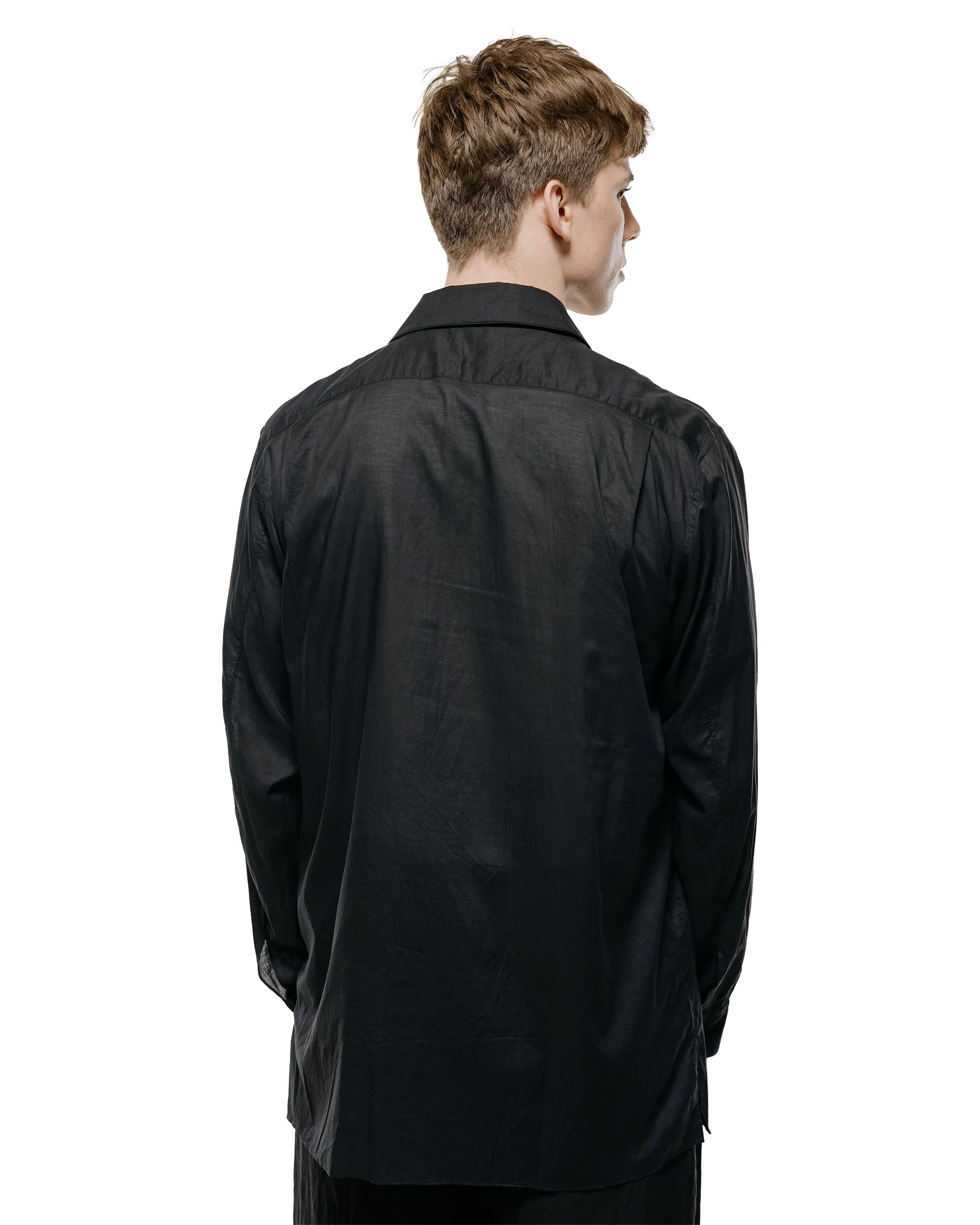 MARKAWARE Italian Open Collar Shirt Organic Cotton 90/1 Lawn Black sold by Lost & Found product image thumbnail 3