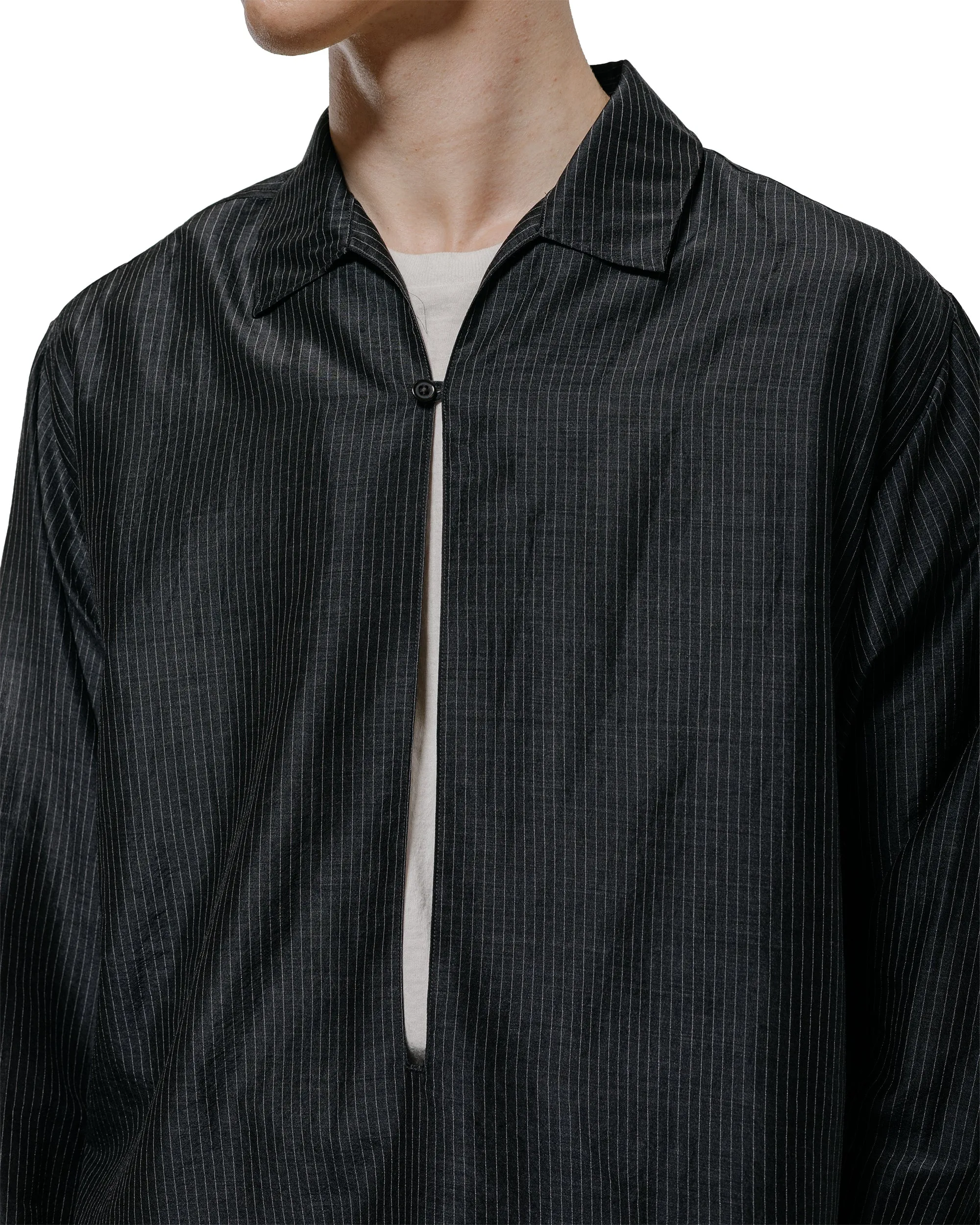 marka Skipper Shirt Wool Silk Feather Cloth Charcoal Stripe sold by Lost & Found product image thumbnail 3