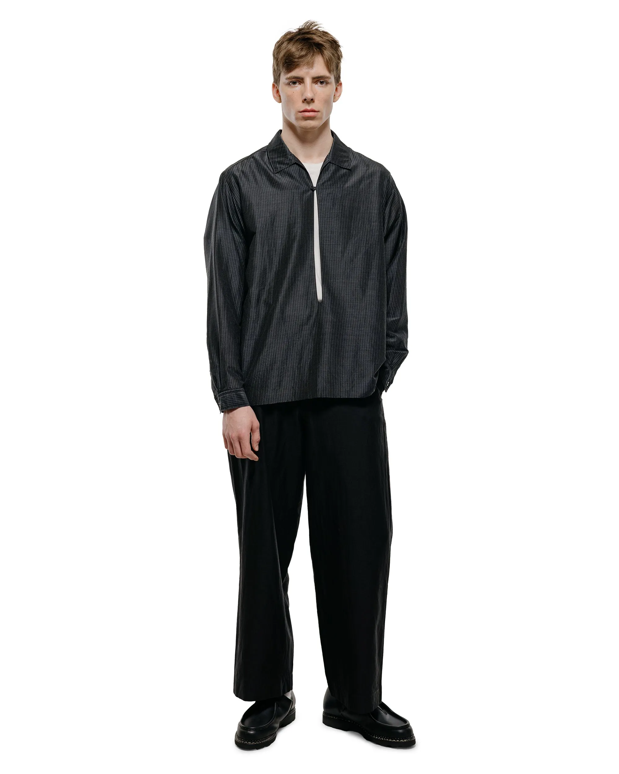 marka Skipper Shirt Wool Silk Feather Cloth Charcoal Stripe sold by Lost & Found product image thumbnail 5