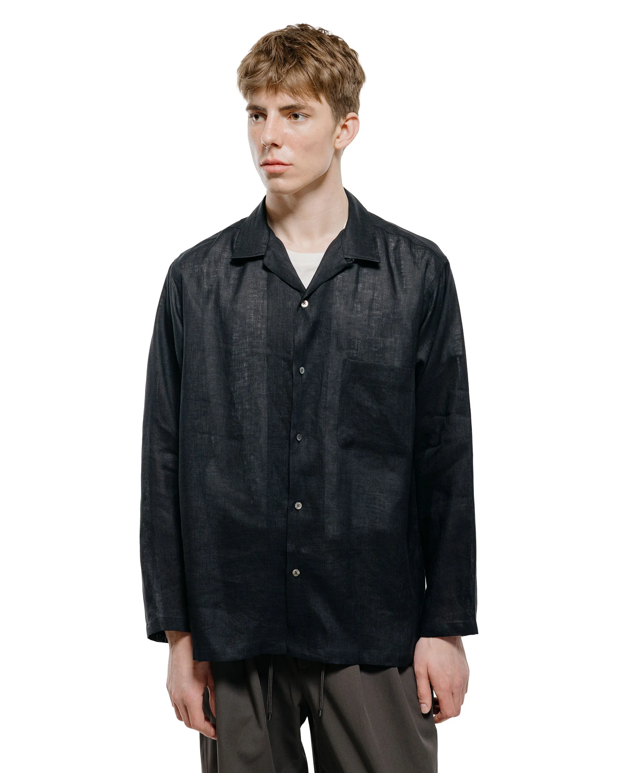 MARKAWARE Open Collar Shirt Hemp Shirting Black sold by Lost & Found product image thumbnail 2