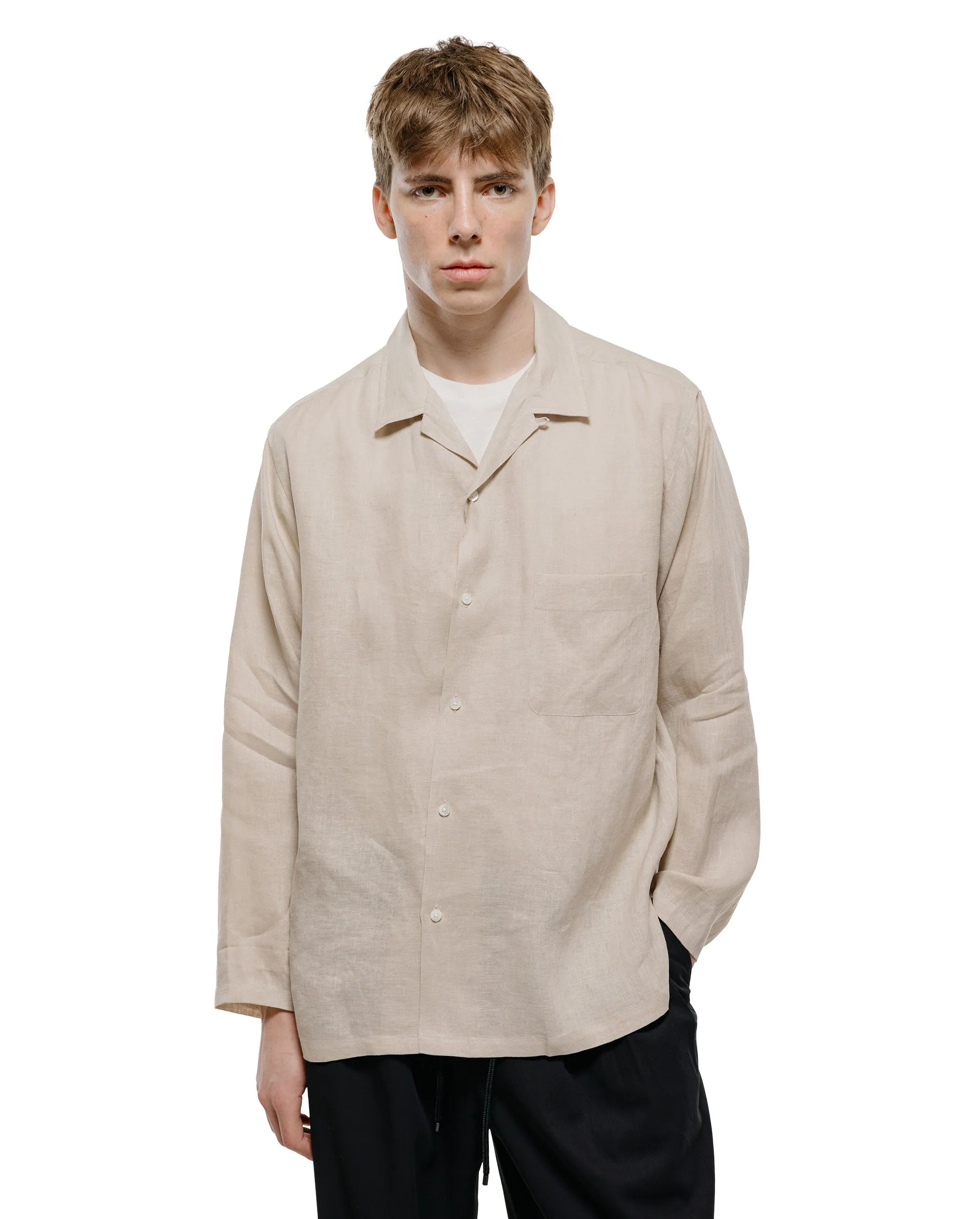 MARKAWARE Open Collar Shirt Hemp Shirting Taupe sold by Lost & Found product image thumbnail 2