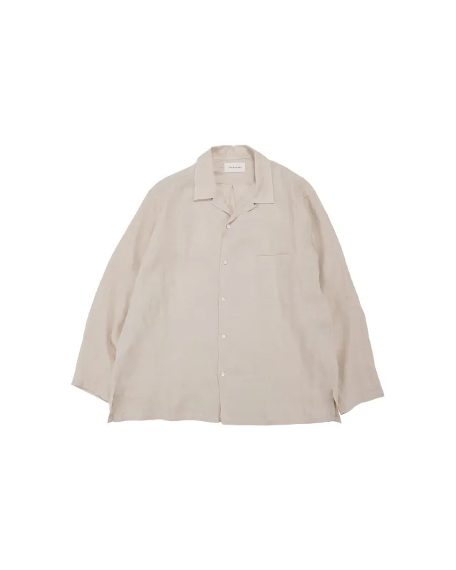 MARKAWARE Open Collar Shirt Hemp Shirting Taupe made by MARKAWARE