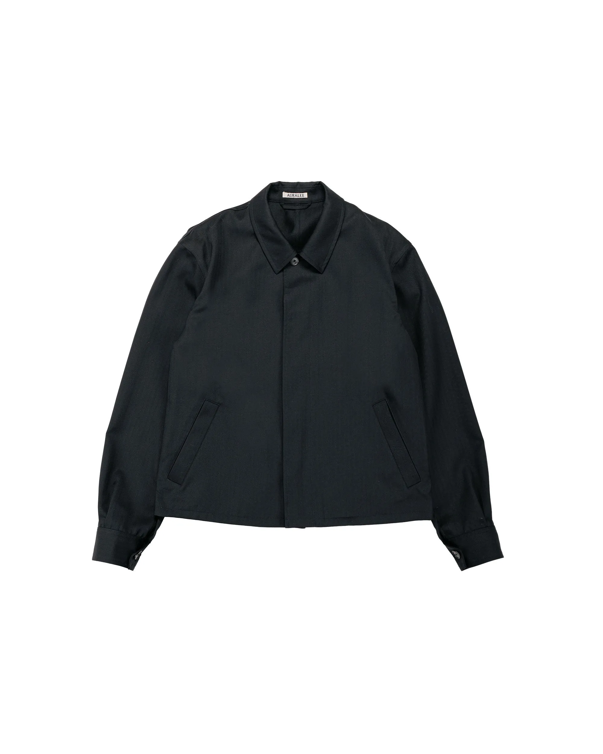 Auralee Wool Herringbone Blouson Black sold by Lost & Found