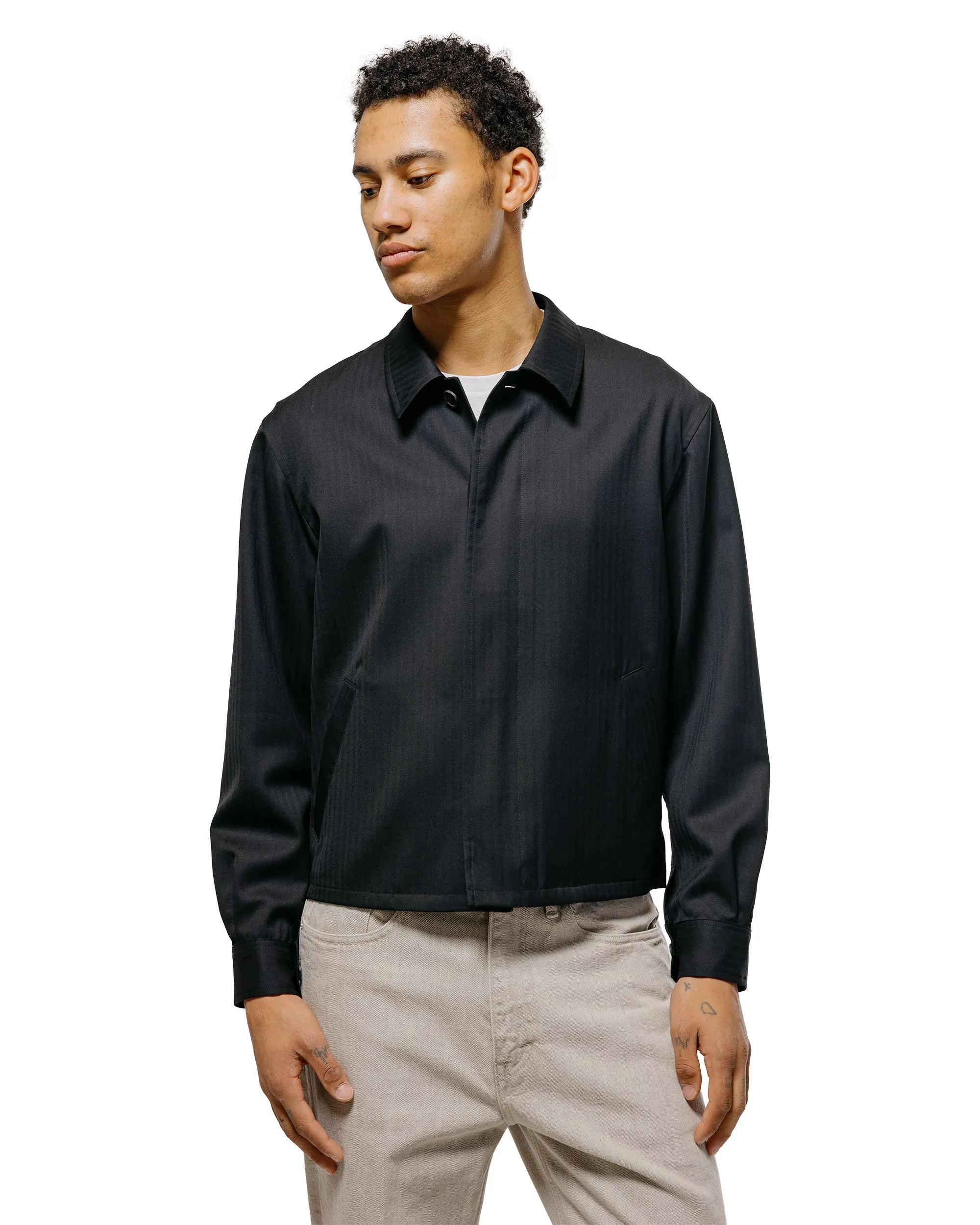 Auralee Wool Herringbone Blouson Black sold by Lost & Found product image thumbnail 2