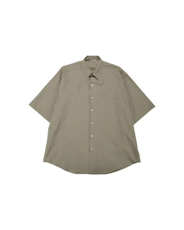 Auralee Washed Finx Twill Big Half Sleeved Shirt Olive made by Auralee