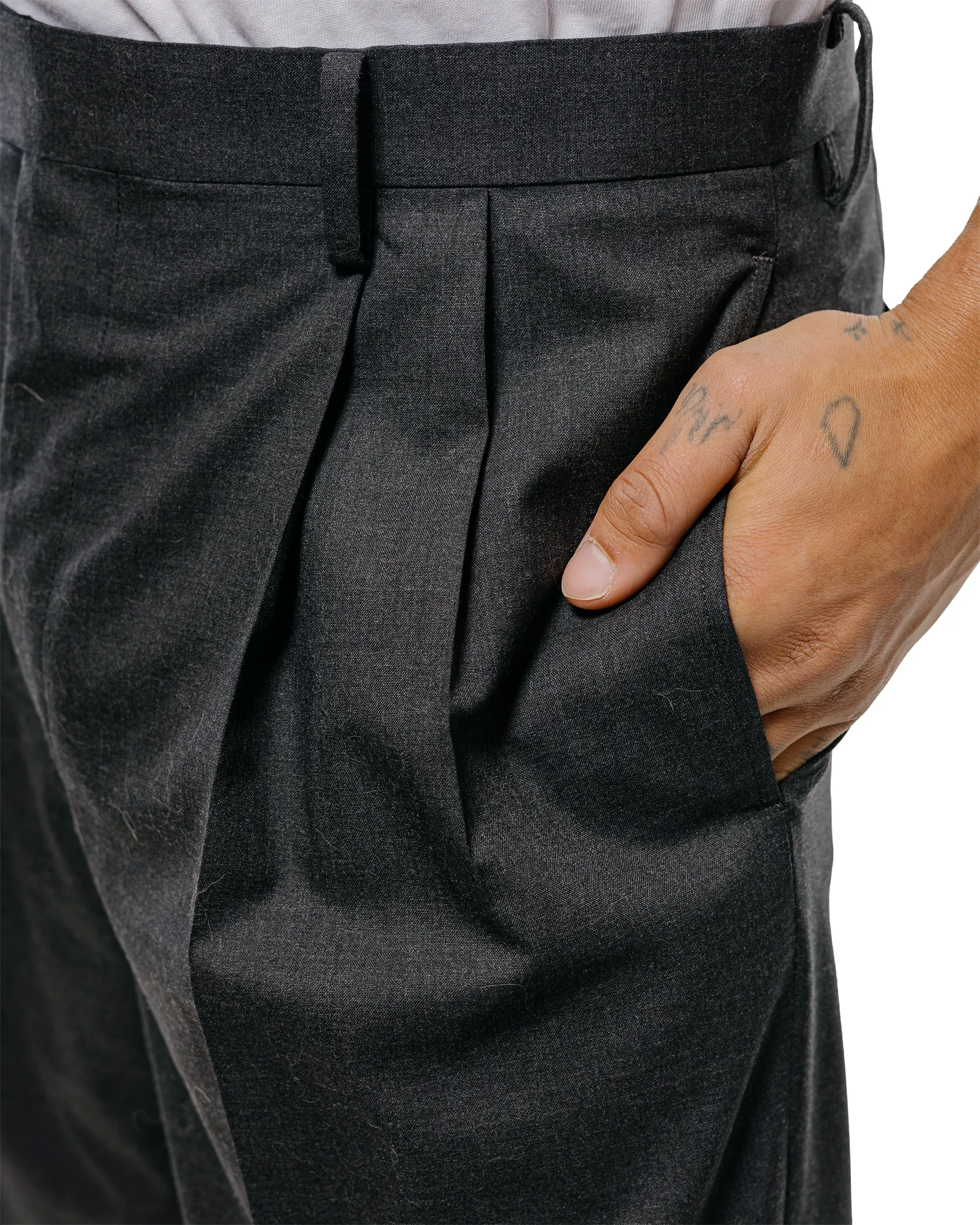 Auralee Ultra Fine Tropical Wool Two-Tuck Slacks Top Charcoal sold by Lost & Found product image thumbnail 3