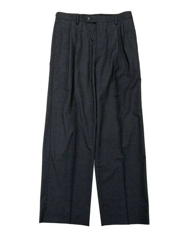 Auralee Ultra Fine Tropical Wool Two-Tuck Slacks Top Charcoal made by Auralee