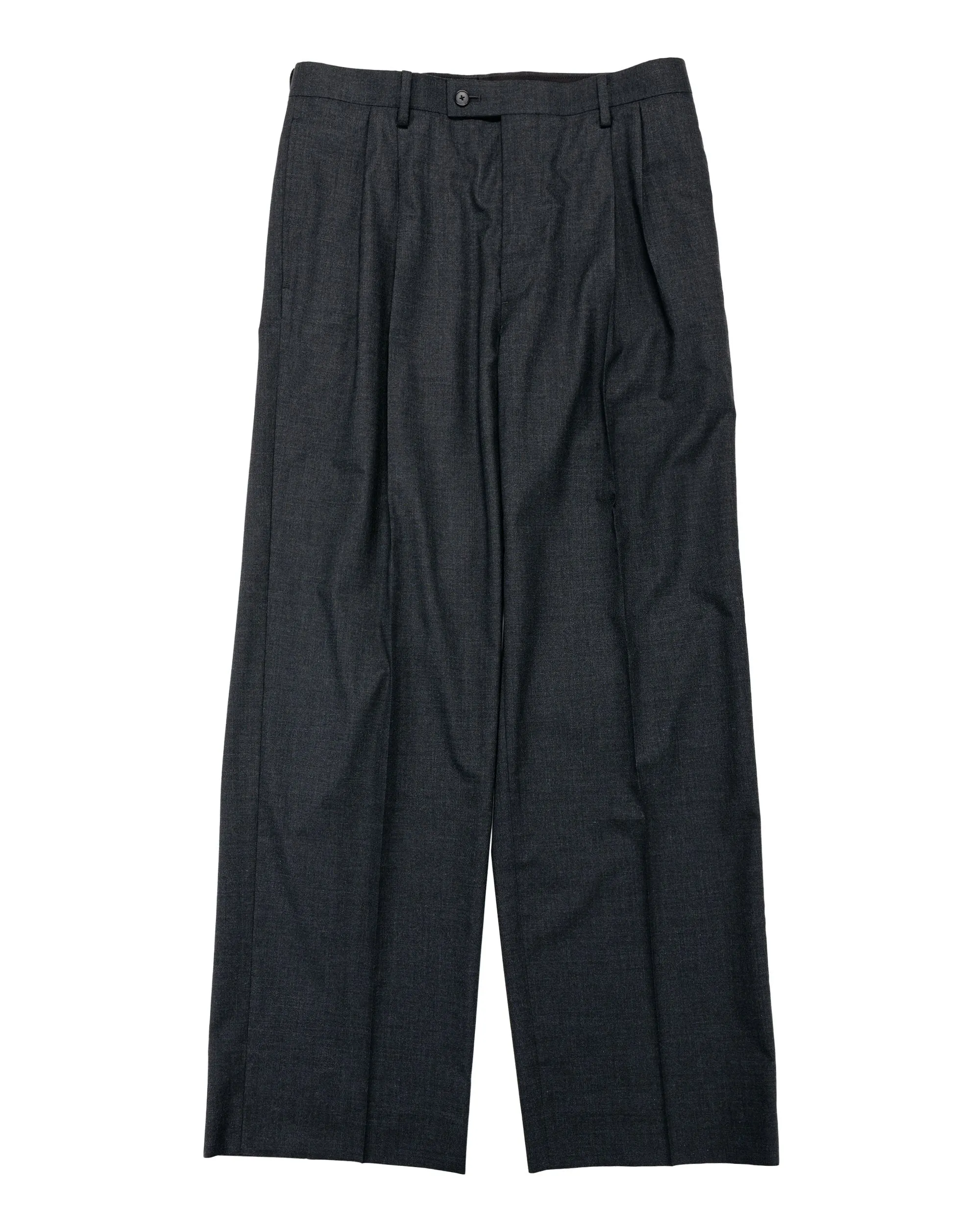Auralee Ultra Fine Tropical Wool Two-Tuck Slacks Top Charcoal sold by Lost & Found