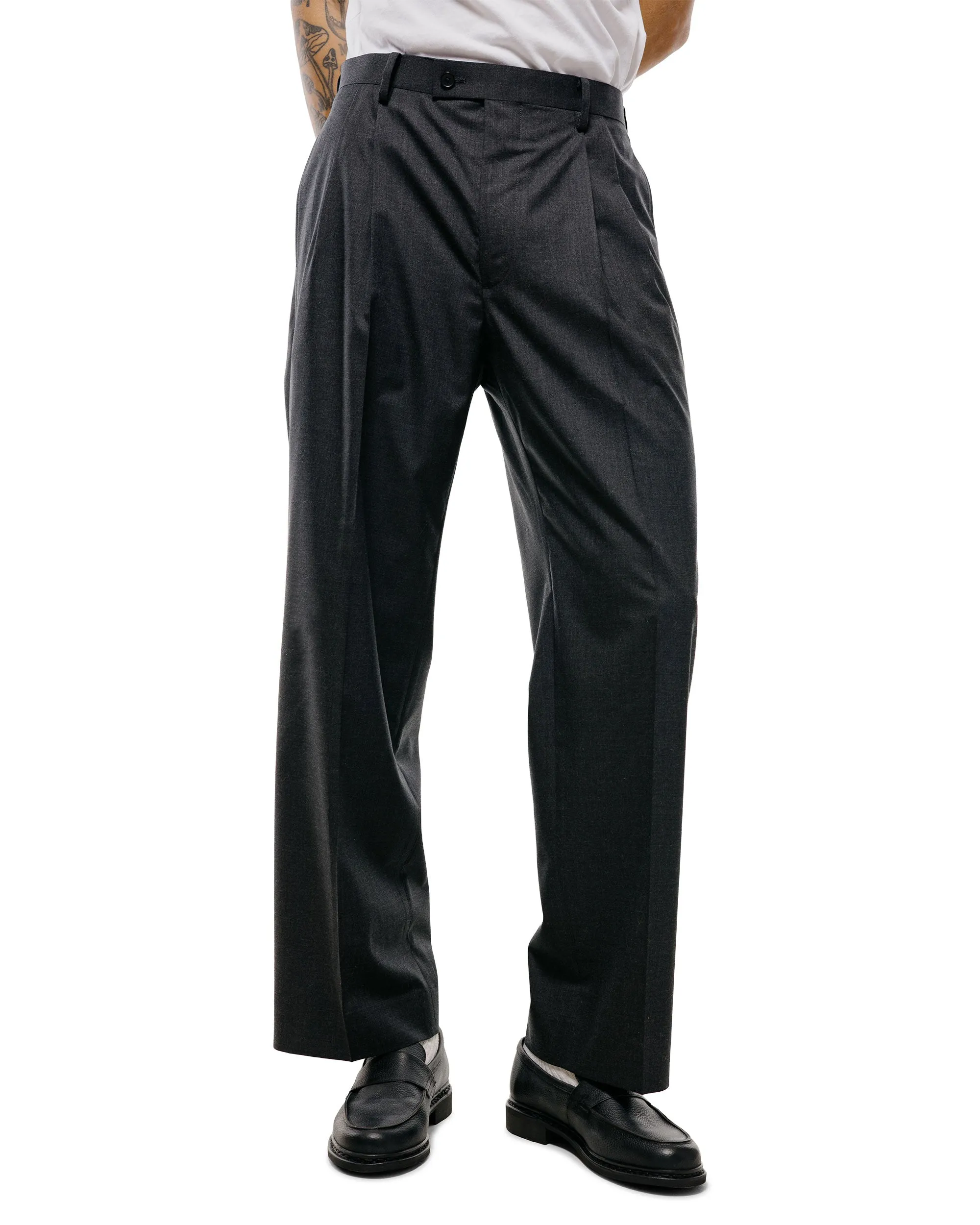 Auralee Ultra Fine Tropical Wool Two-Tuck Slacks Top Charcoal sold by Lost & Found product image thumbnail 2