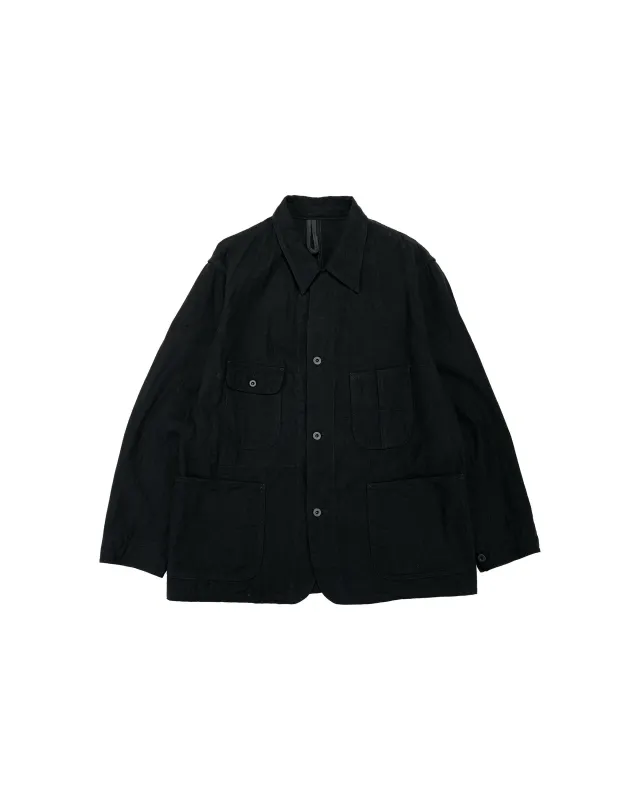 Cohérence Jackson Linen/Cotton Chevron Jacket Black made by Lost & Found