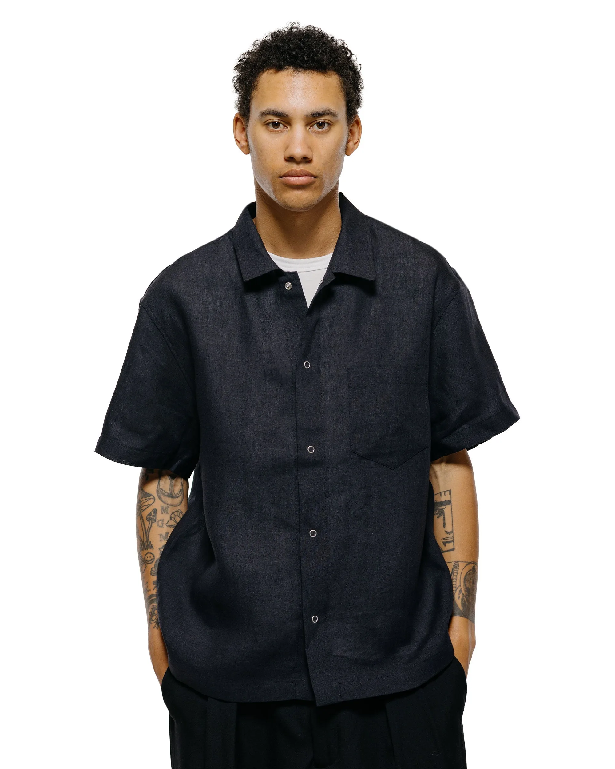 James Coward Sundown Shirt Black Lightweight Belgian Linen sold by Lost & Found product image thumbnail 2