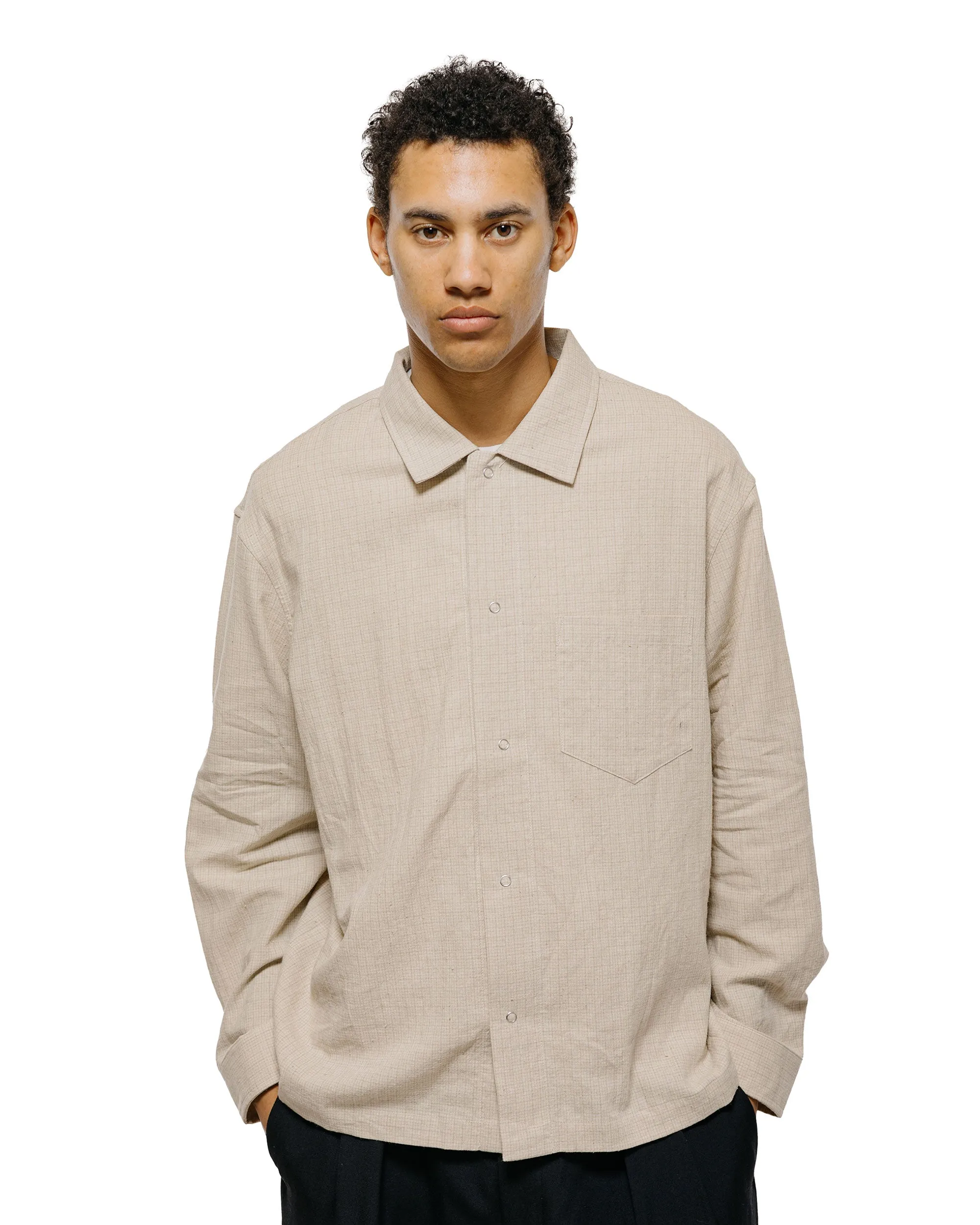 James Coward Workshop Shirt Natural Grid Cotton Linen Gingham sold by Lost & Found product image thumbnail 2