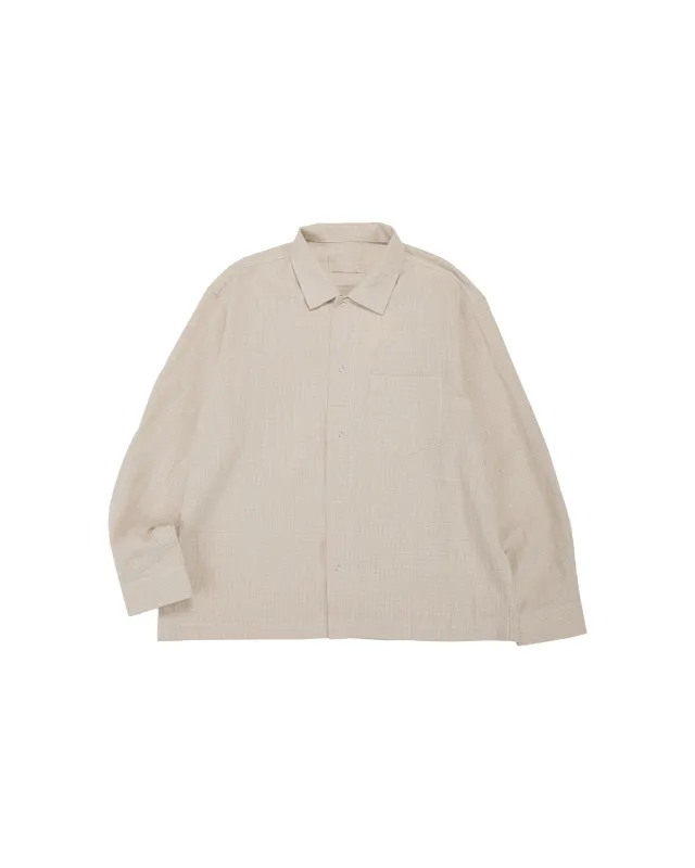 James Coward Workshop Shirt Natural Grid Cotton Linen Gingham made by James Coward