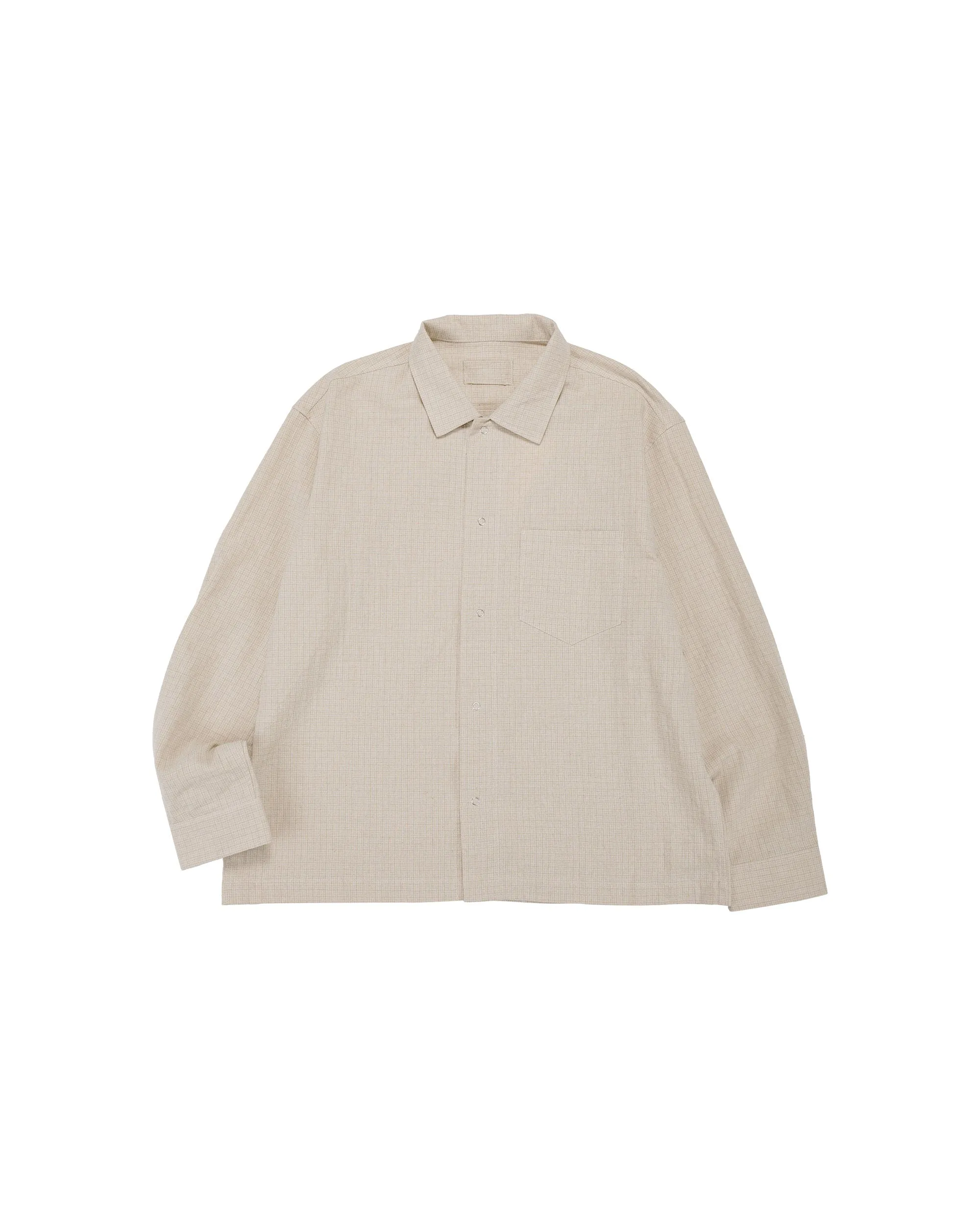 James Coward Workshop Shirt Natural Grid Cotton Linen Gingham sold by Lost & Found