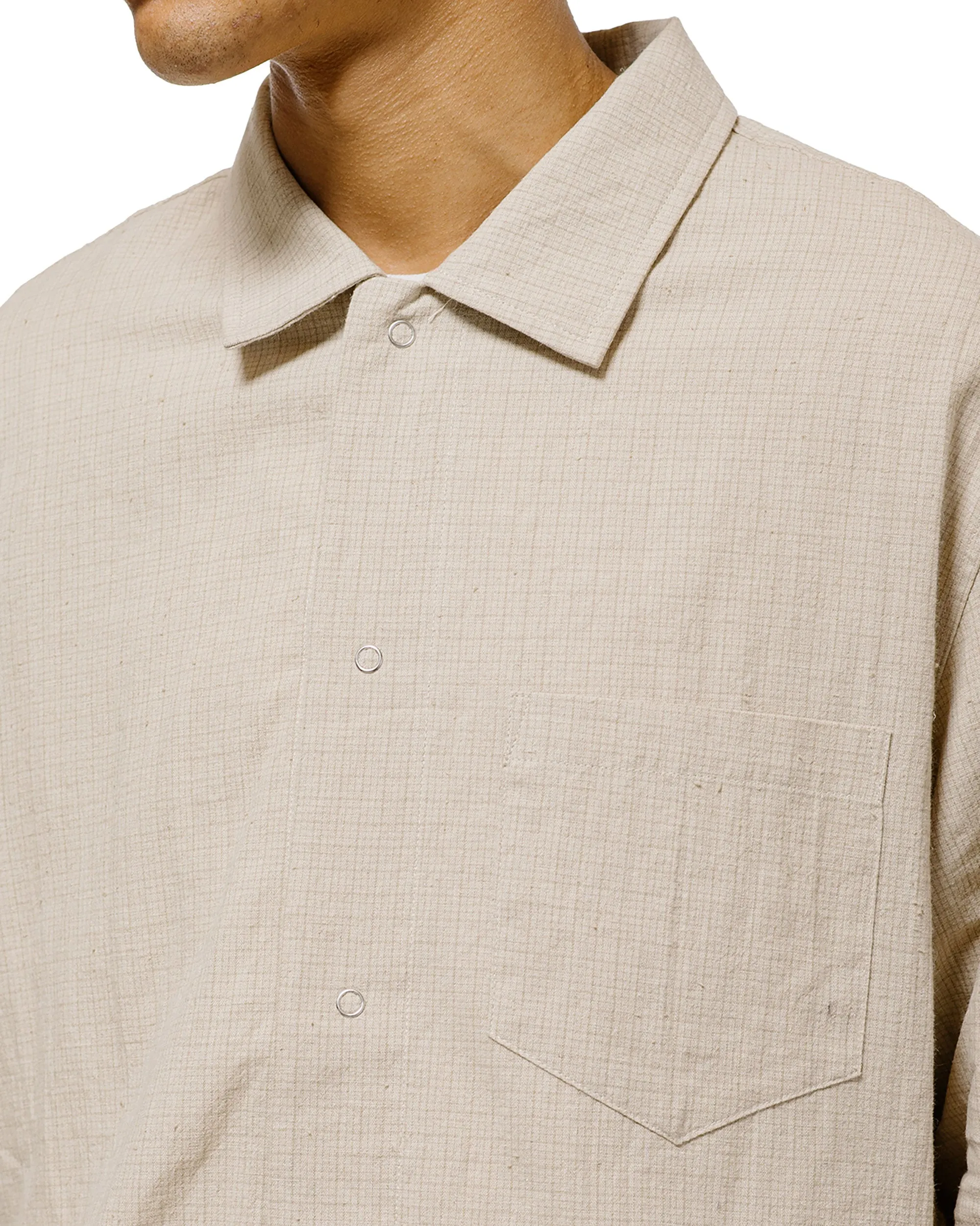 James Coward Workshop Shirt Natural Grid Cotton Linen Gingham sold by Lost & Found product image thumbnail 3