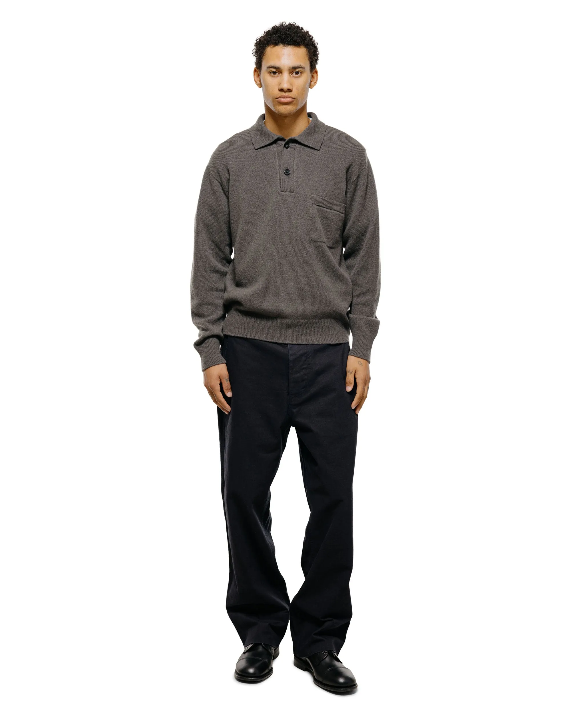 Margaret Howell Seamless Pocket Polo Shirt Merino Cashmere Graphite sold by Lost & Found product image thumbnail 5