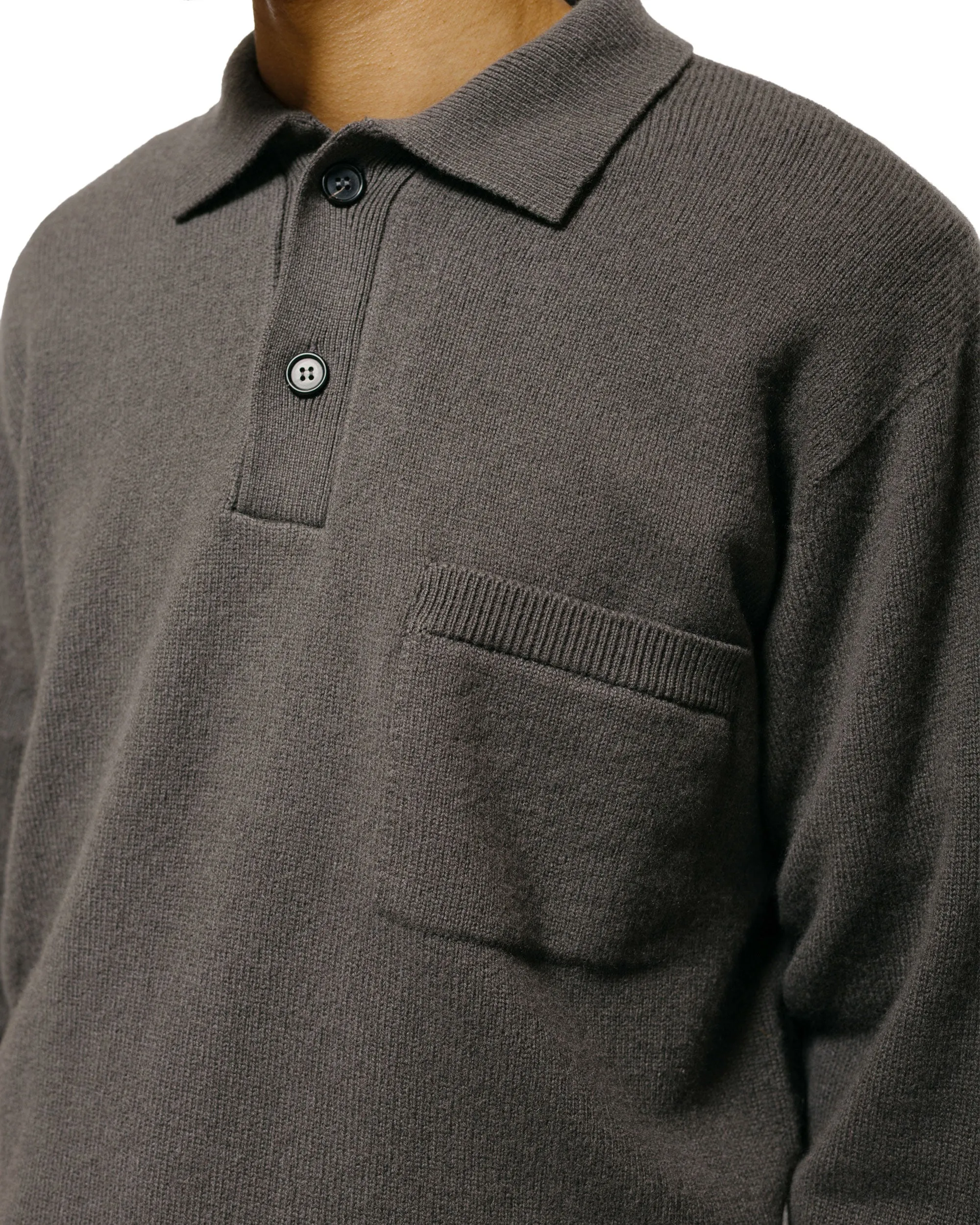 Margaret Howell Seamless Pocket Polo Shirt Merino Cashmere Graphite sold by Lost & Found product image thumbnail 3