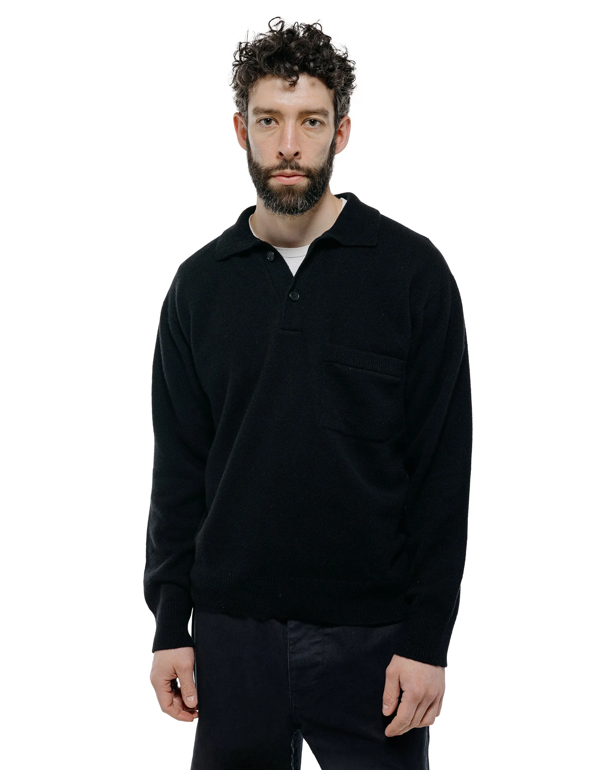 Margaret Howell Seamless Pocket Polo Shirt Merino Cashmere Black sold by Lost & Found product image thumbnail 2