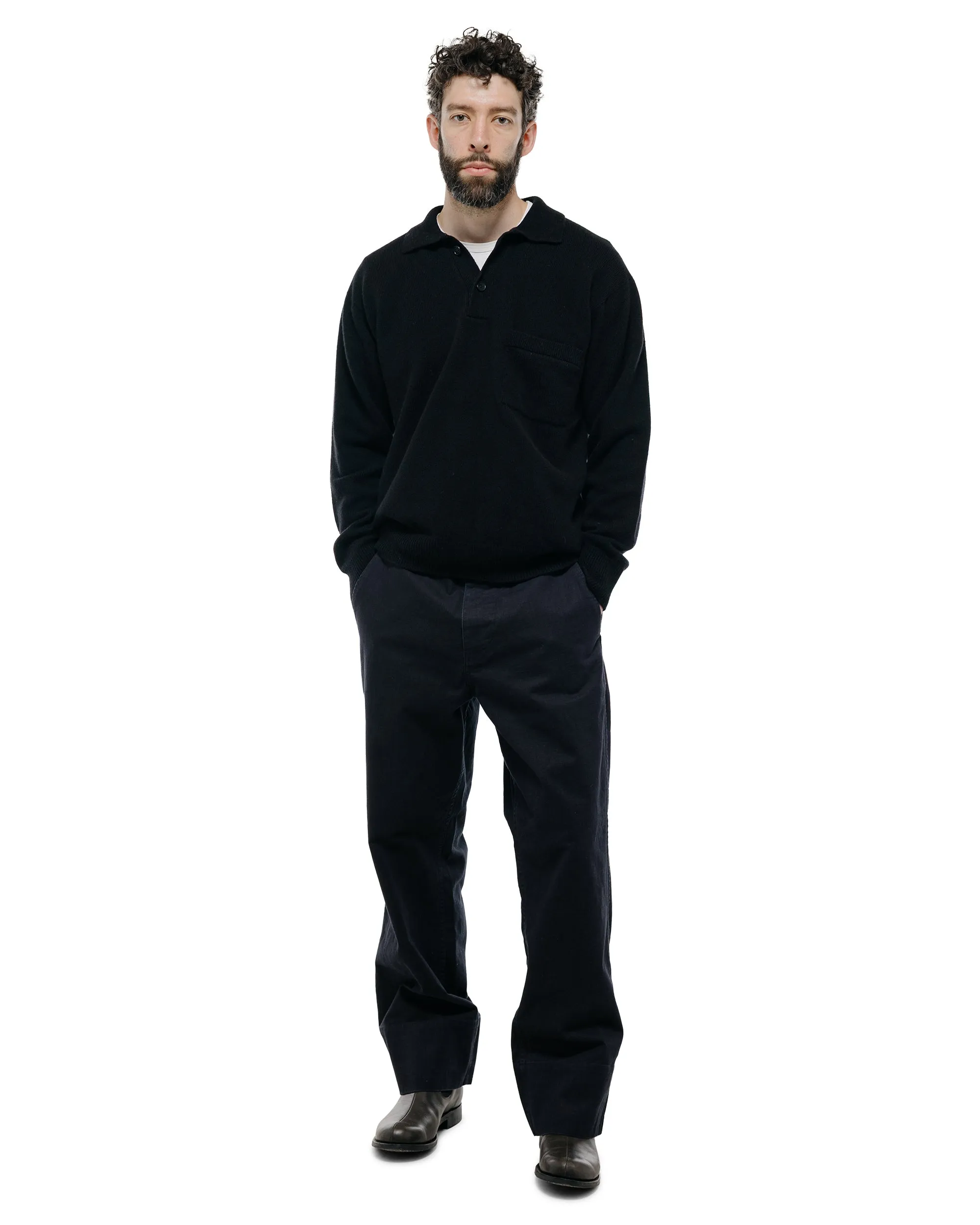 Margaret Howell Seamless Pocket Polo Shirt Merino Cashmere Black sold by Lost & Found product image thumbnail 4