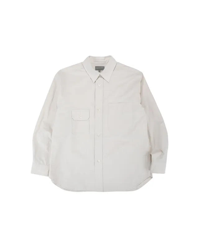 Margaret Howell Odd Pocket Shirt Yarn Dye Cotton Poplin Parchment made by Margaret Howell