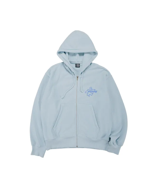Stüssy Surf Size Garment Dyed Zip Hoodie Sky Blue made by Stussy