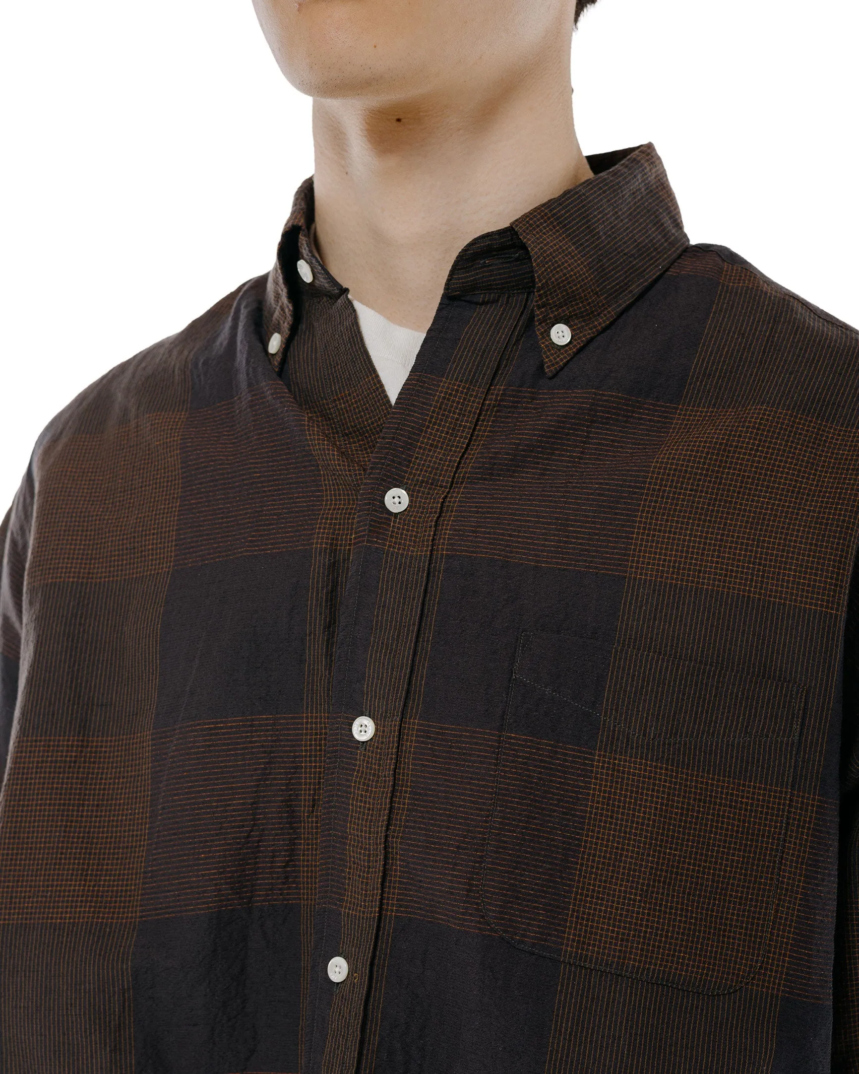 Beams Plus B.D. Classic Fit Cotton Linen Cord Check Black/Brown sold by Lost & Found product image thumbnail 3