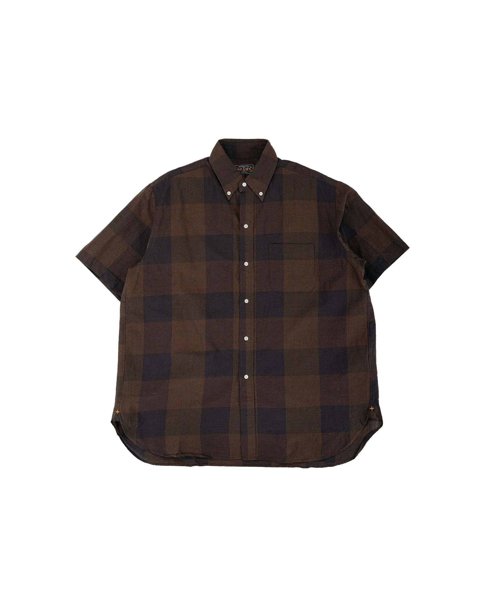 Beams Plus B.D. Classic Fit Cotton Linen Cord Check Black/Brown sold by Lost & Found