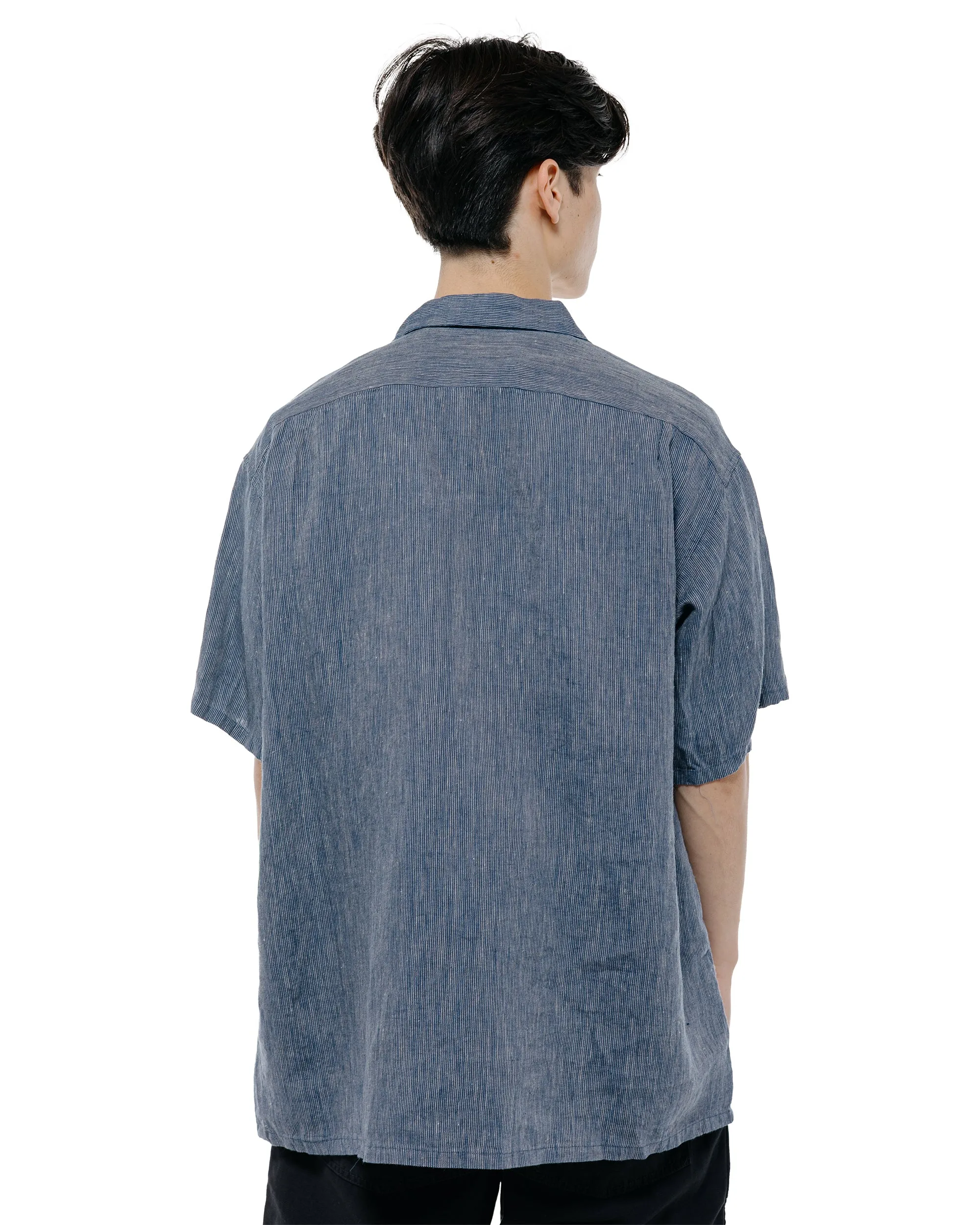 Beams Plus Open Collar Indigo Linen Stripe sold by Lost & Found product image thumbnail 4