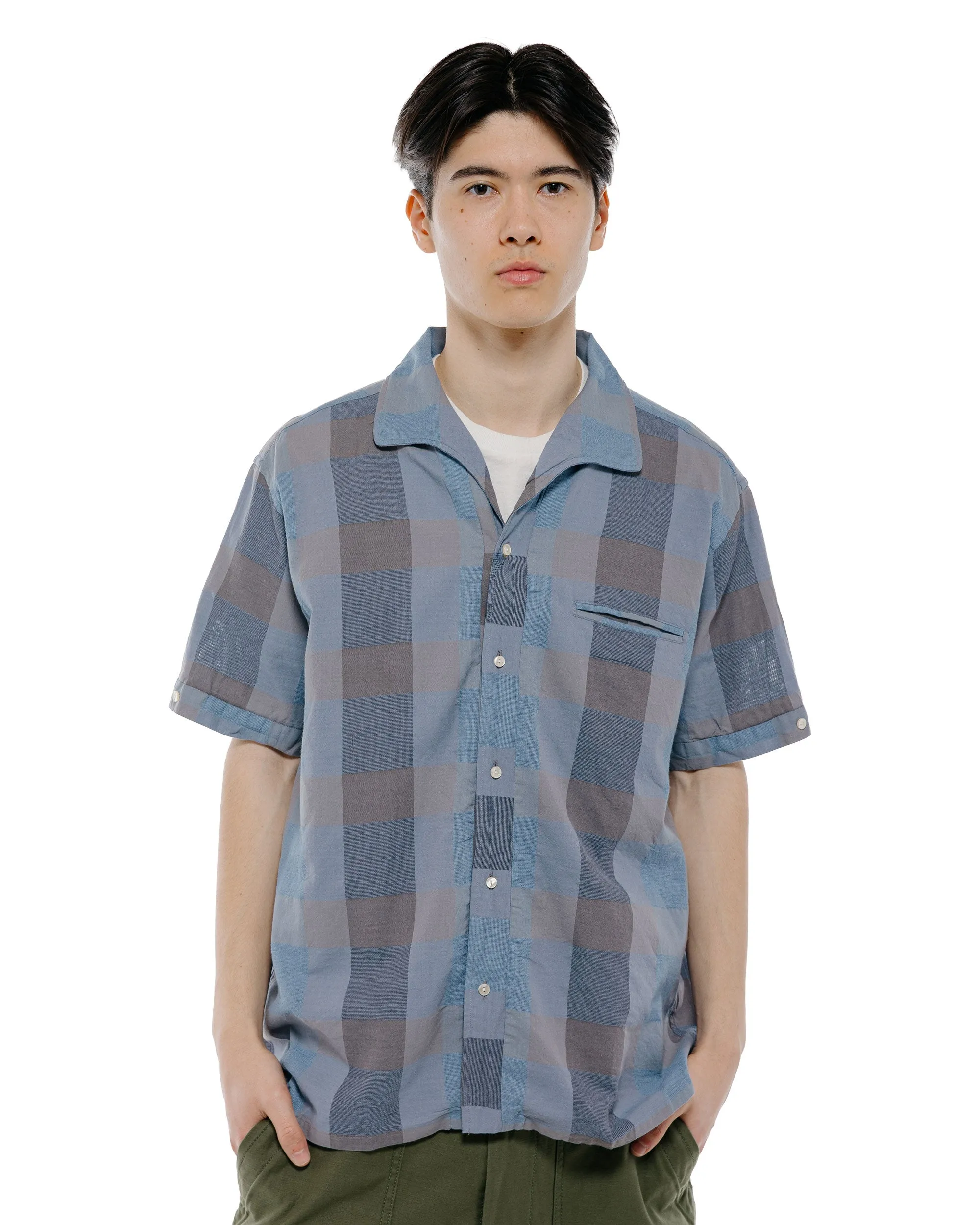 Beams Plus Italian Collar Indigo Panama Weave Plaid sold by Lost & Found product image thumbnail 2