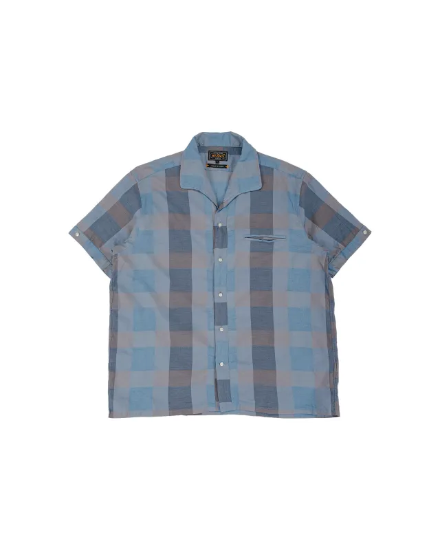Beams Plus Italian Collar Indigo Panama Weave Plaid made by BEAMS PLUS