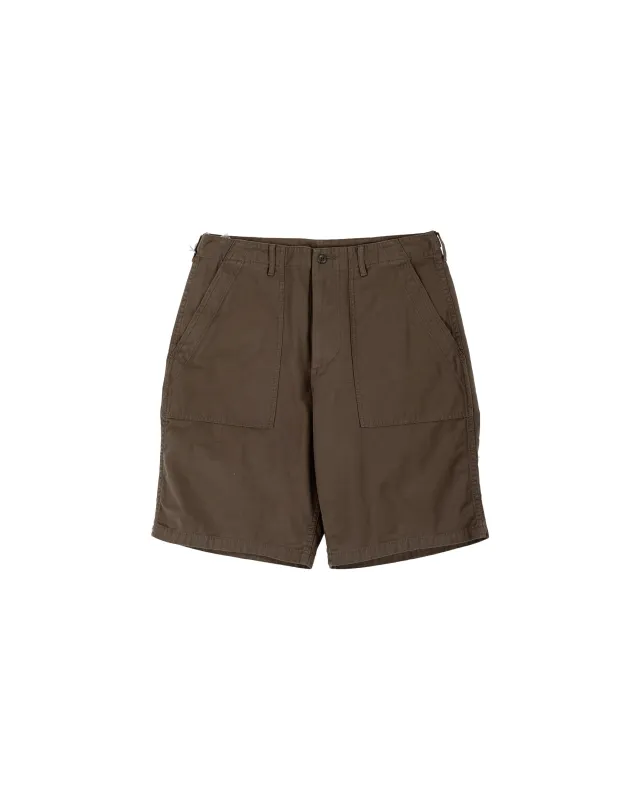 Beams Plus MIL Utility Shorts Reversed Sateen Olive Brown made by BEAMS PLUS
