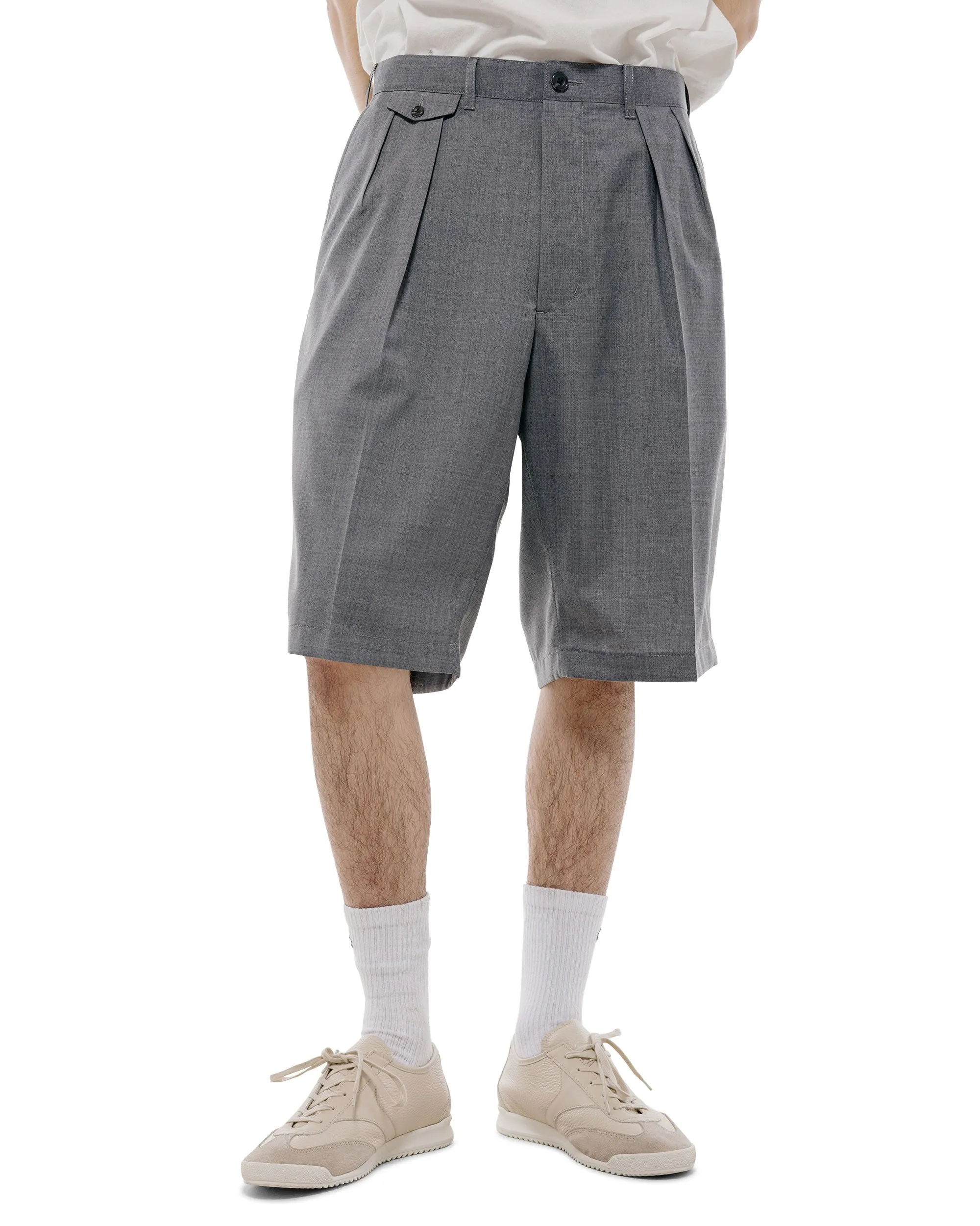 Beams Plus 2Pleats Shorts Wool Tropical Grey sold by Lost & Found product image thumbnail 2