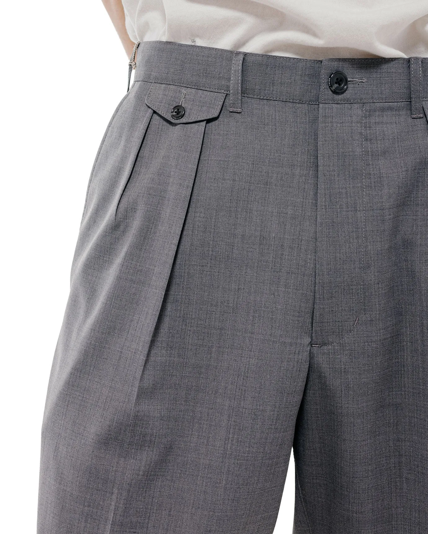 Beams Plus 2Pleats Shorts Wool Tropical Grey sold by Lost & Found product image thumbnail 3