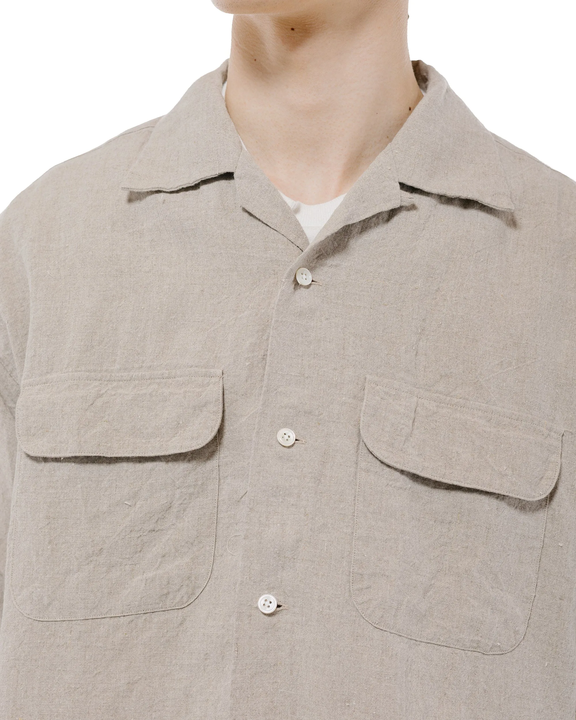 Beams Plus Open Collar 1/40 Linen Natural sold by Lost & Found product image thumbnail 3