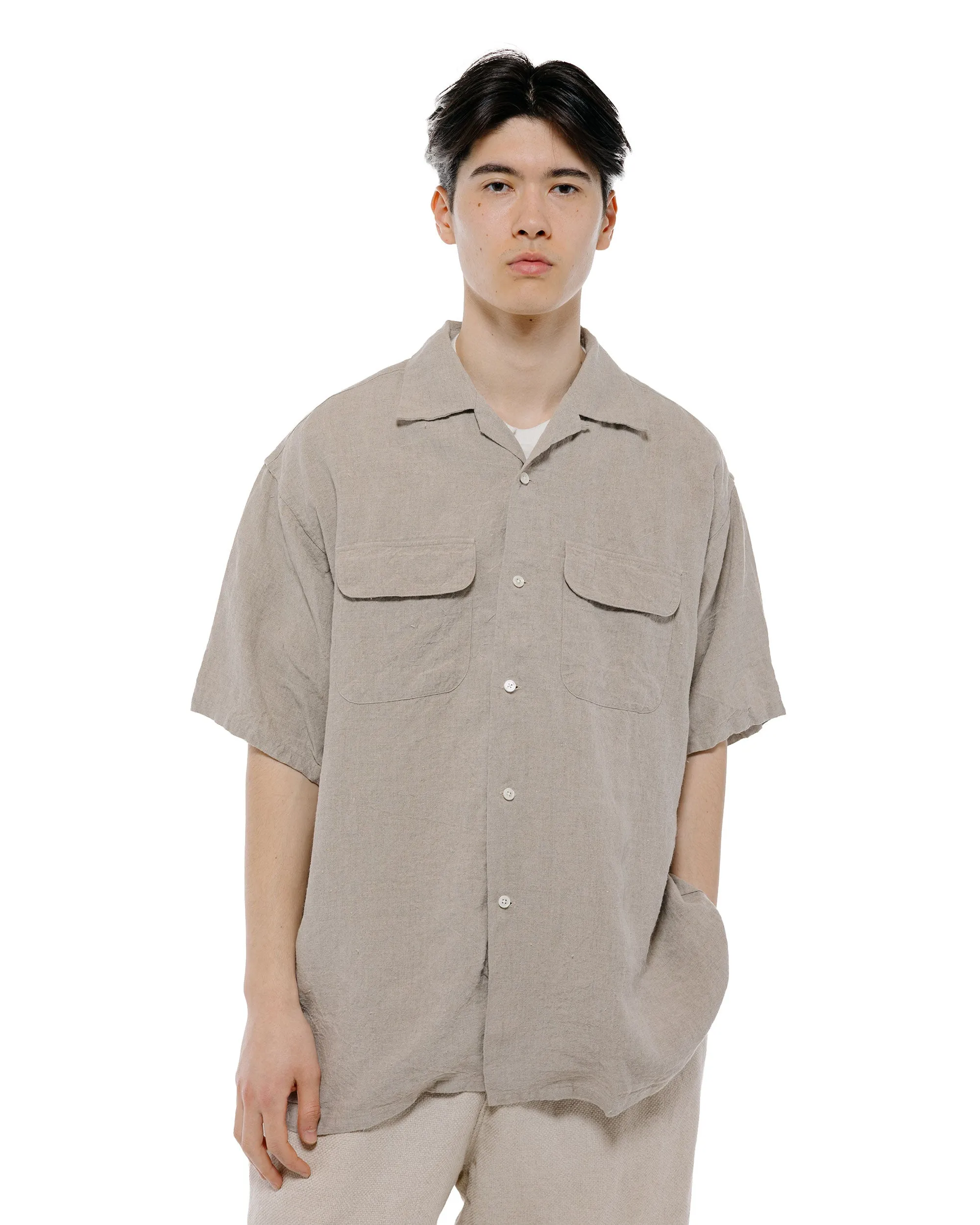 Beams Plus Open Collar 1/40 Linen Natural sold by Lost & Found product image thumbnail 2
