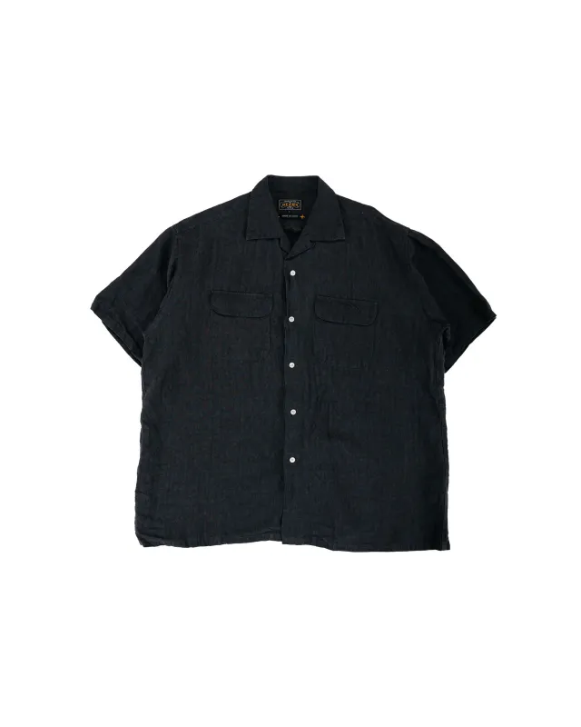 Beams Plus Open Collar 1/40 Linen Charcoal made by BEAMS PLUS