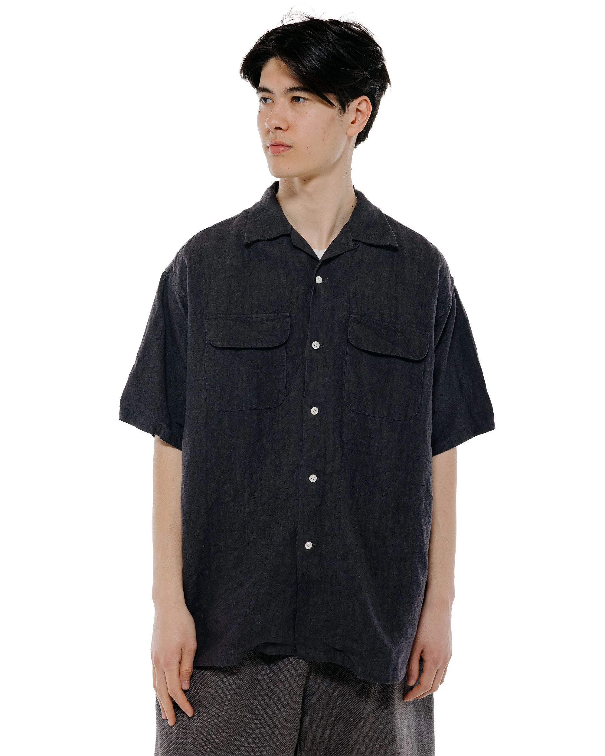 Beams Plus Open Collar 1/40 Linen Charcoal sold by Lost & Found product image thumbnail 2
