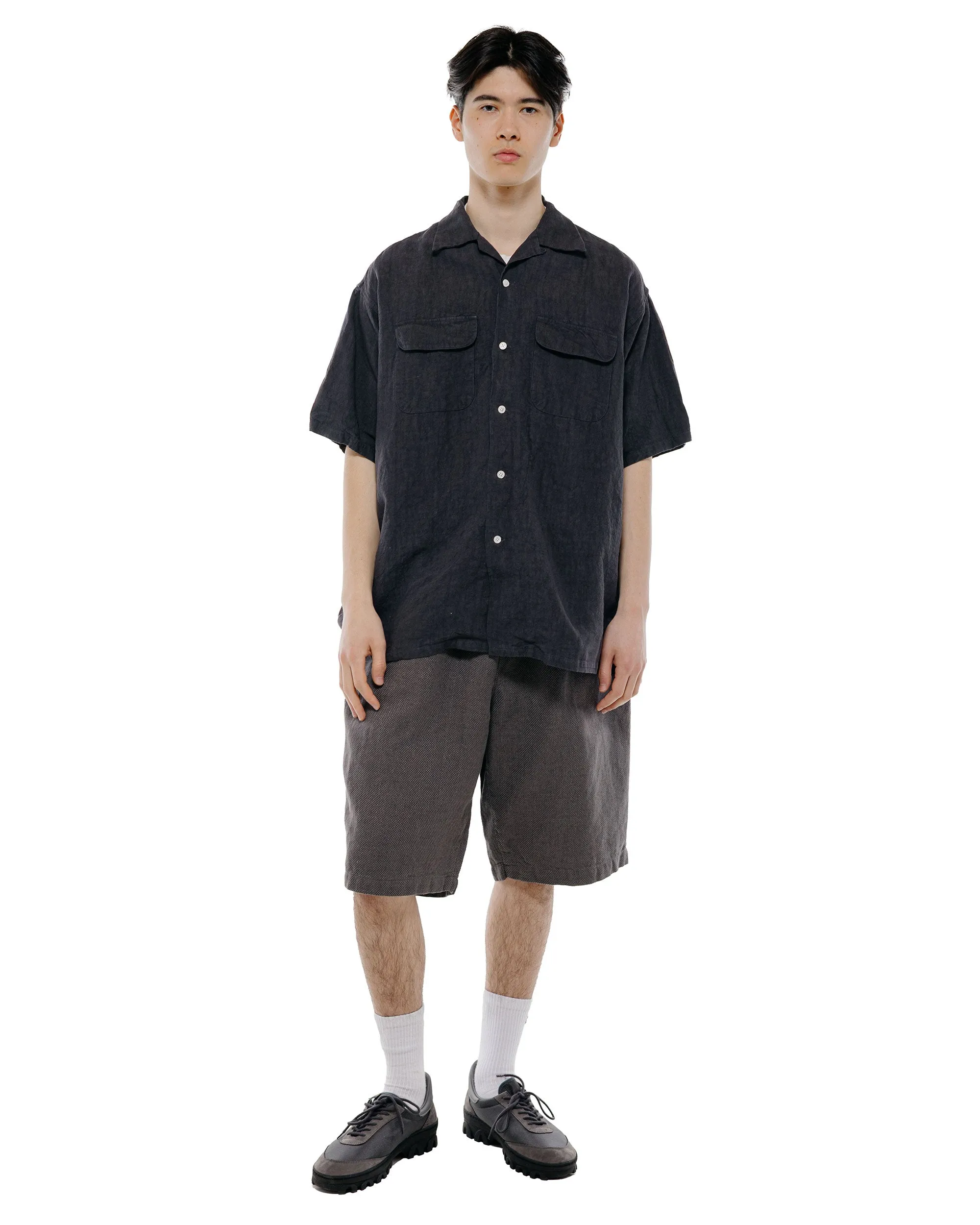 Beams Plus Open Collar 1/40 Linen Charcoal sold by Lost & Found product image thumbnail 4